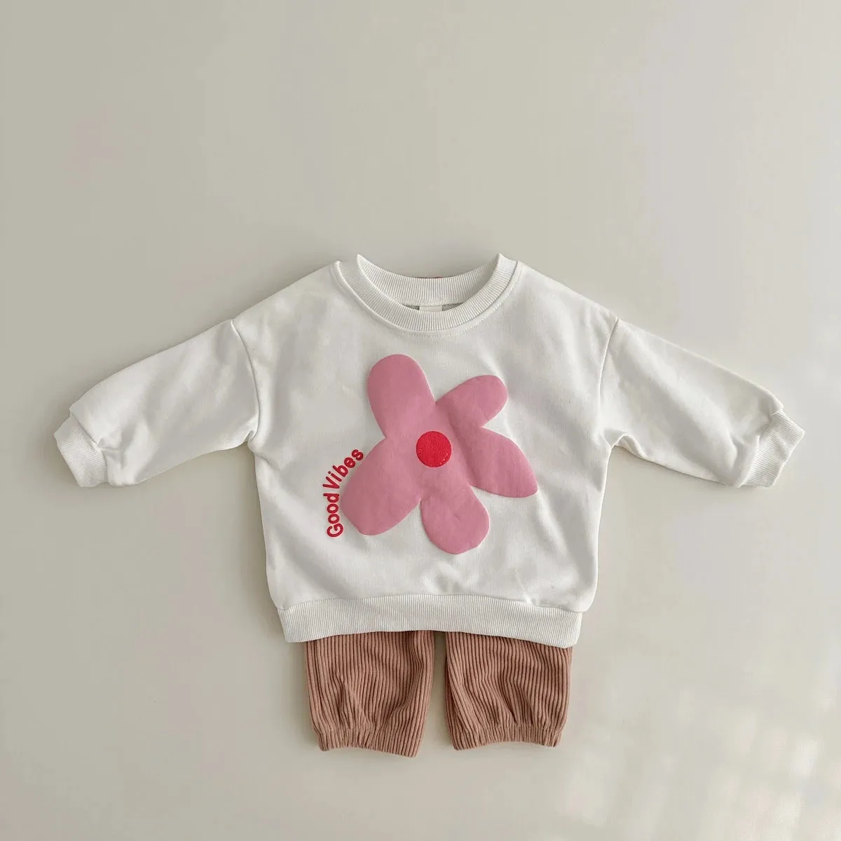2Pcs Cozy Sweatshirt and Corduroy Pants
