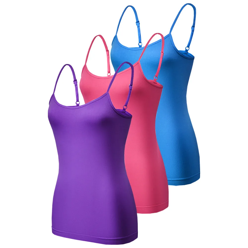 3 Pack Stretch Seamless Vests  - Black / White / Nude