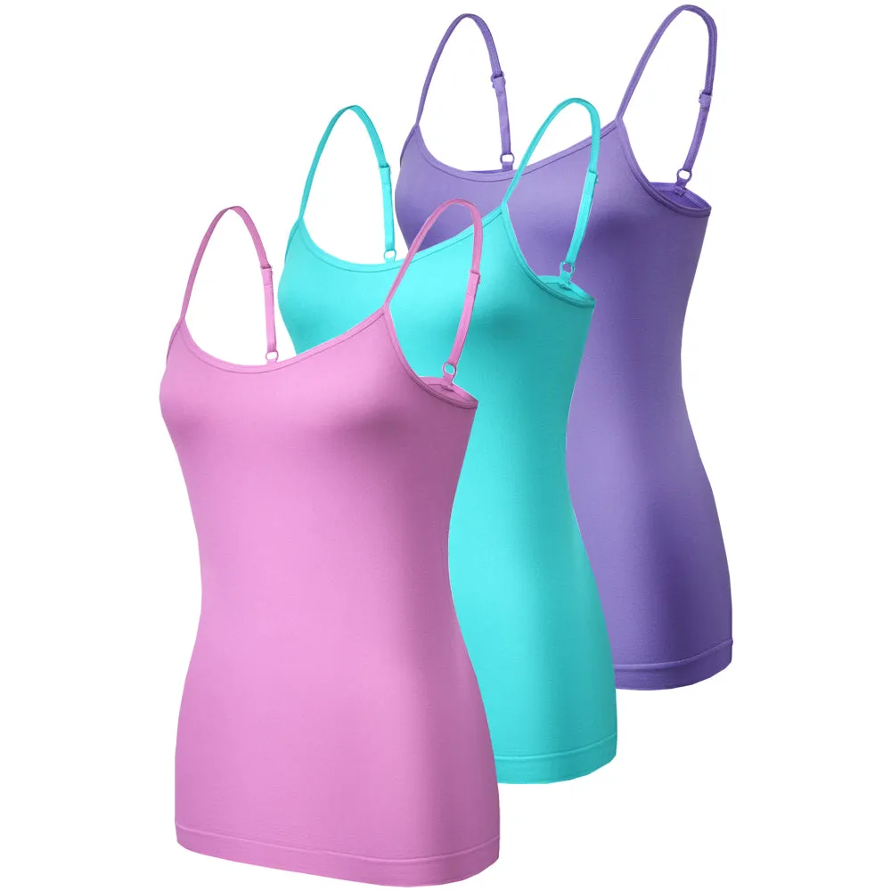 3 Pack Stretch Seamless Vests  - Black / White / Nude
