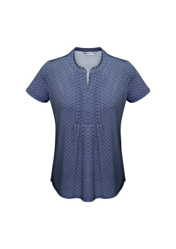 Advatex Ladies Ella Diamond Pleat Knit Top - Navy - 32 - Biz Collection