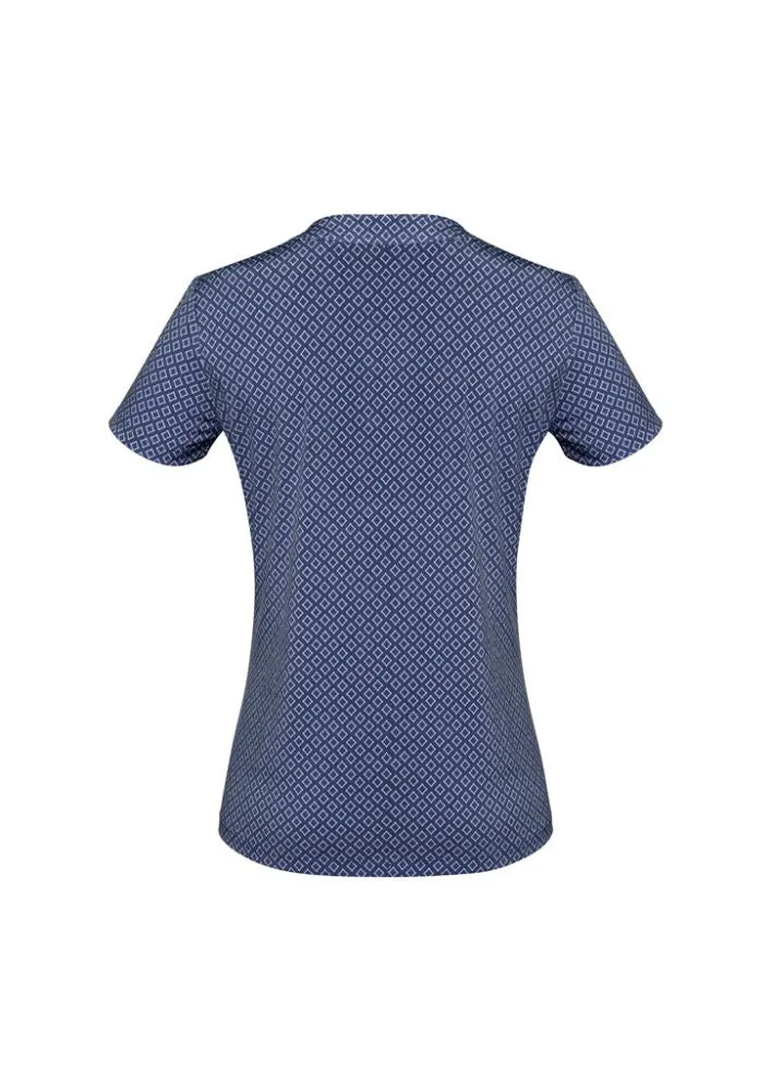 Advatex Ladies Ella Diamond Pleat Knit Top - Navy - 32 - Biz Collection