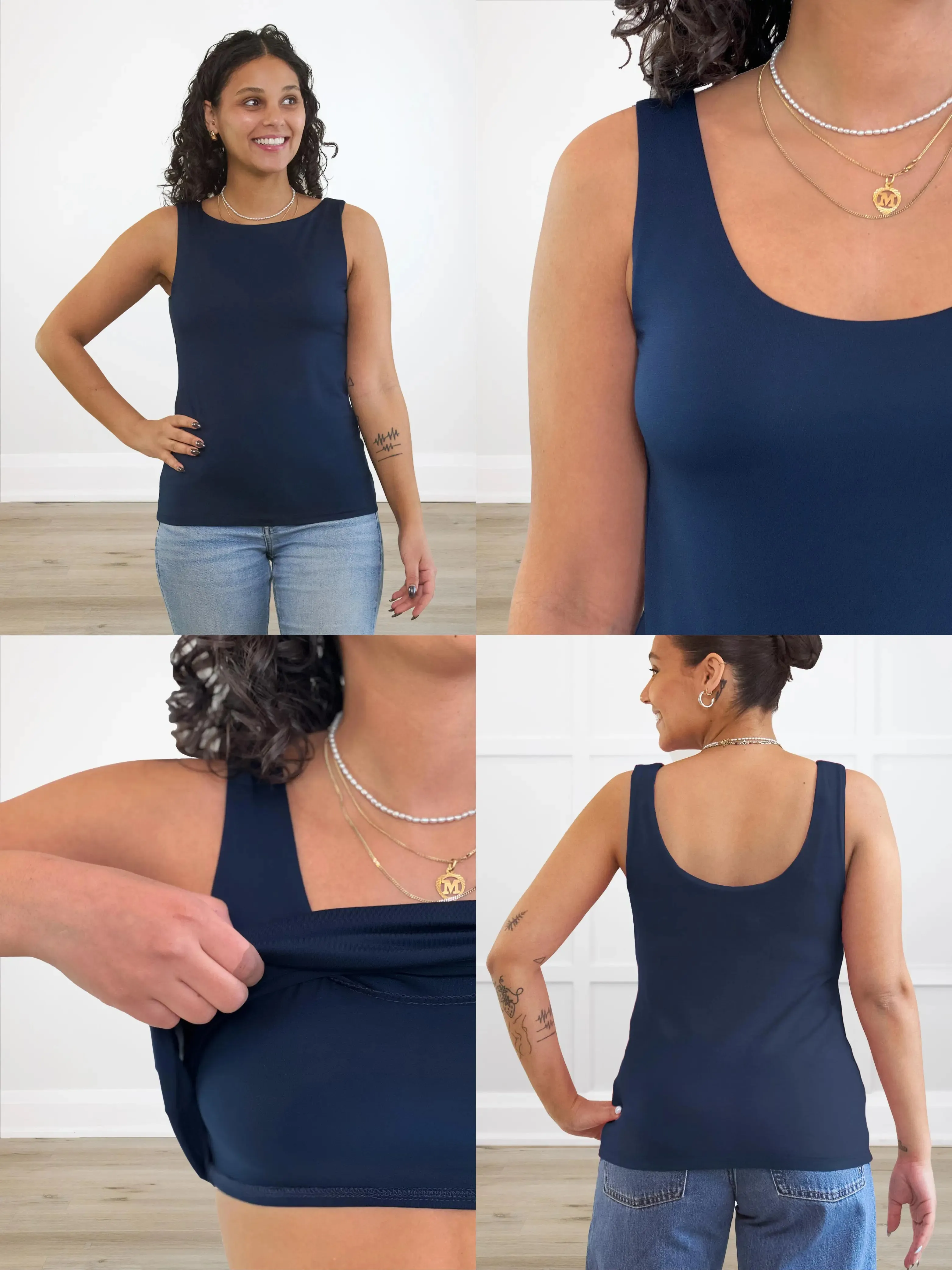 Amina reversible neckline shelf bra tank