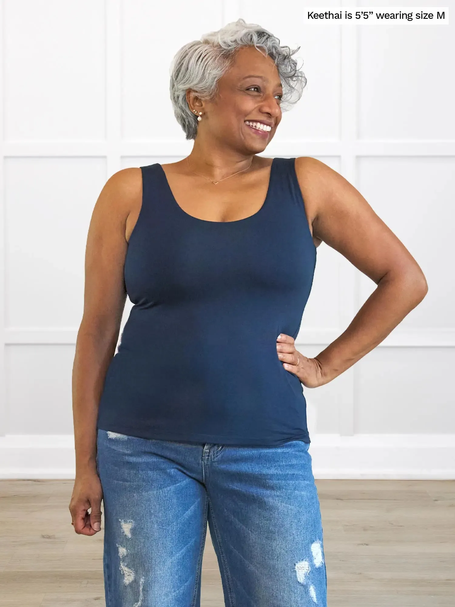 Amina reversible neckline shelf bra tank