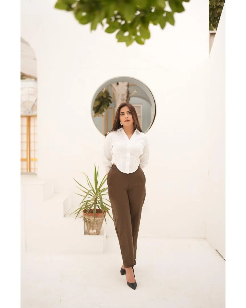 Army Green Classic Straight Pants - Stone Washed Linen