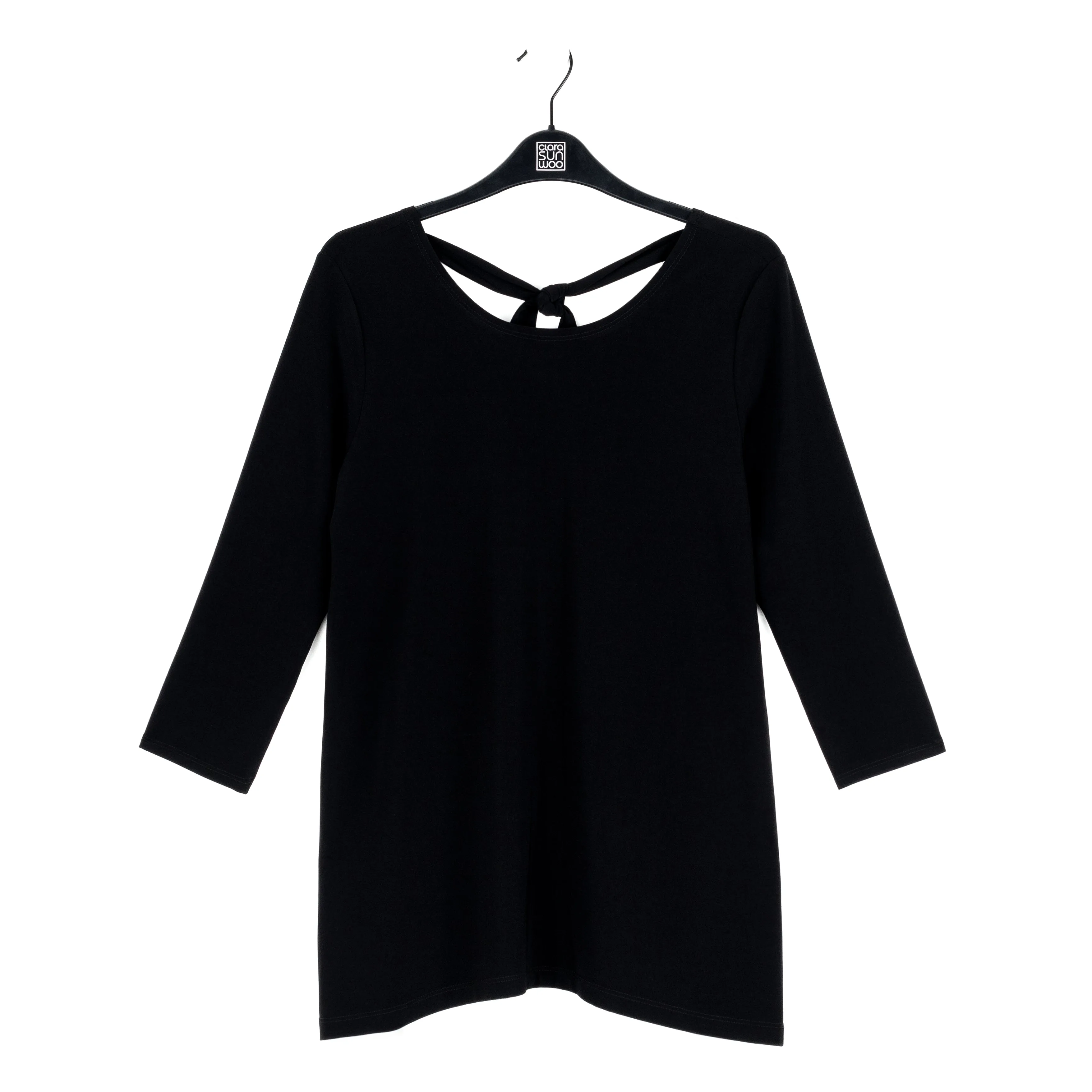 Back Tie Side Vent Tunic - Black