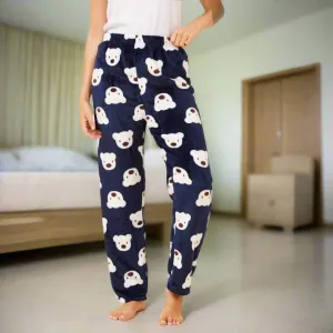 Bear Print PJ Pants - Navy Blue