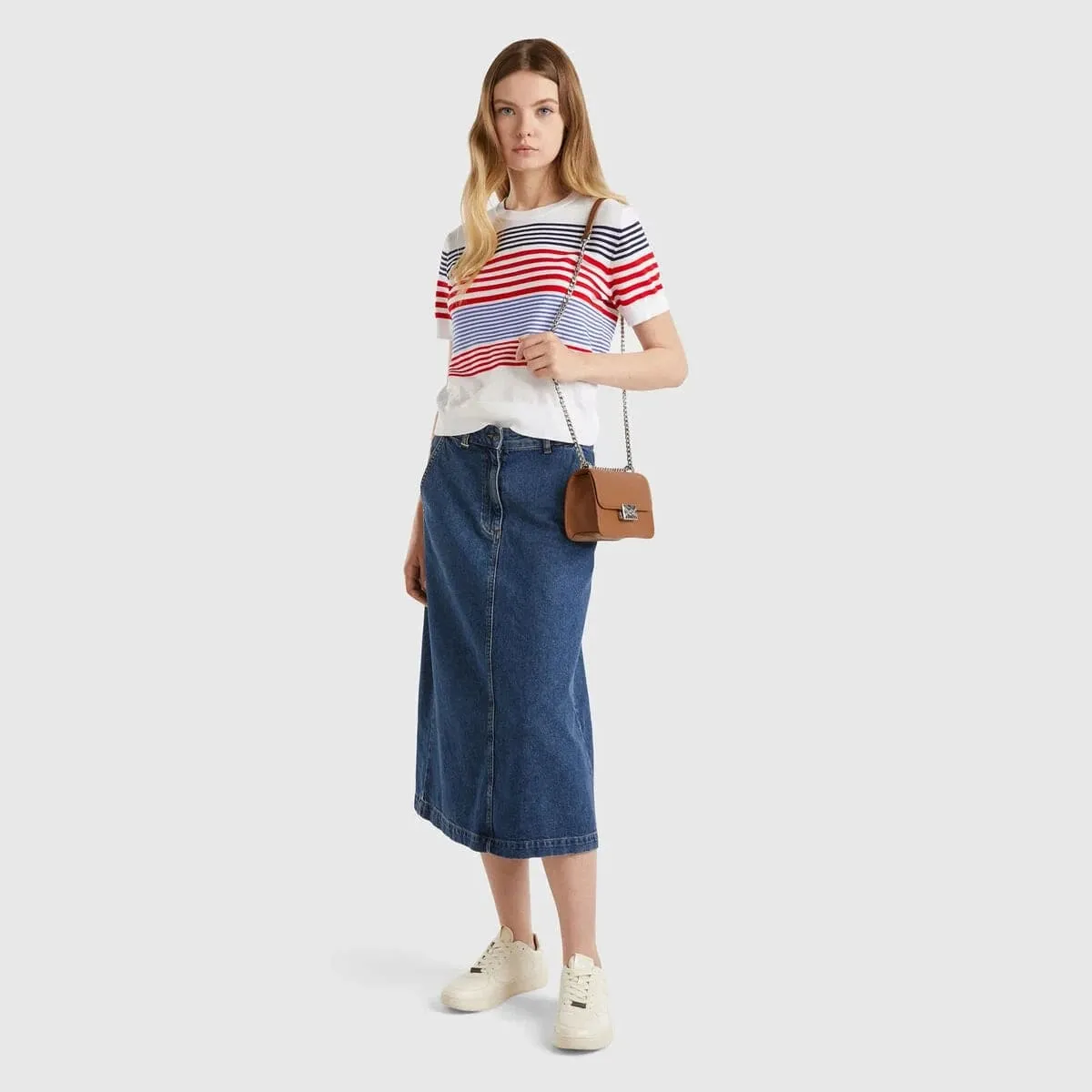 Benetton Denim Midi Skirt