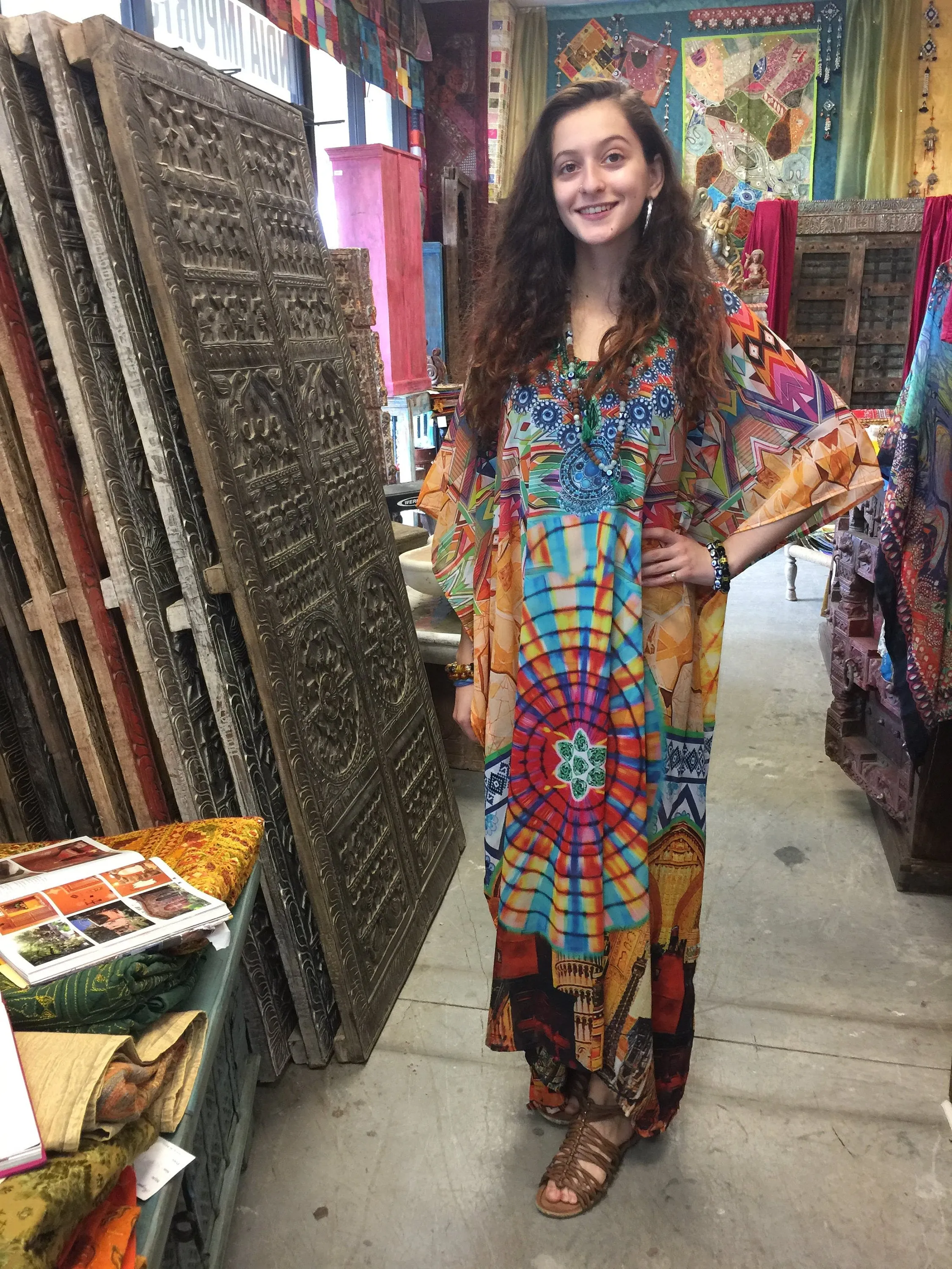 Caftan Maxi Dress Kaftan, Sheer Red Embroidered 4X