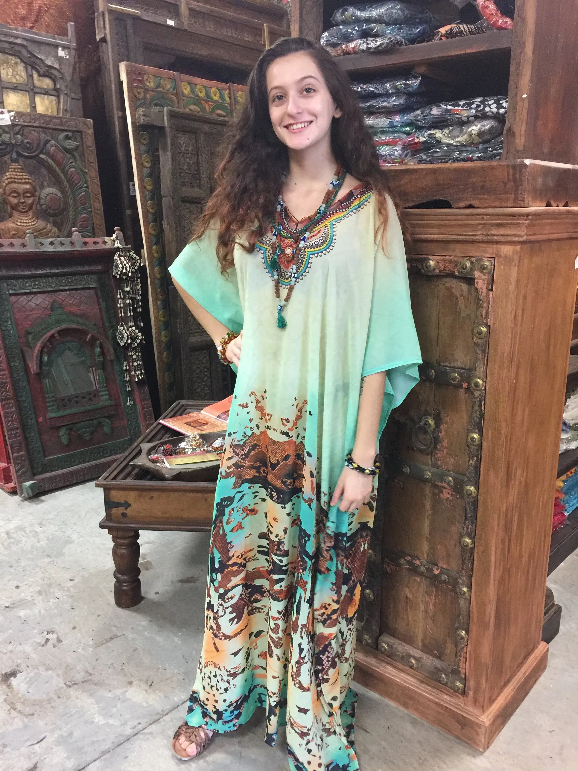 Caftan Maxi Dress Kaftan, Sheer Red Embroidered 4X