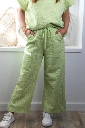 Claire Stitch Crop Wide Leg Pants - Matcha