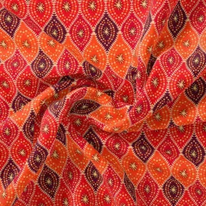 Cool Three Colour Ogee Pattern Digital Printed Fabric - Pure Georgette