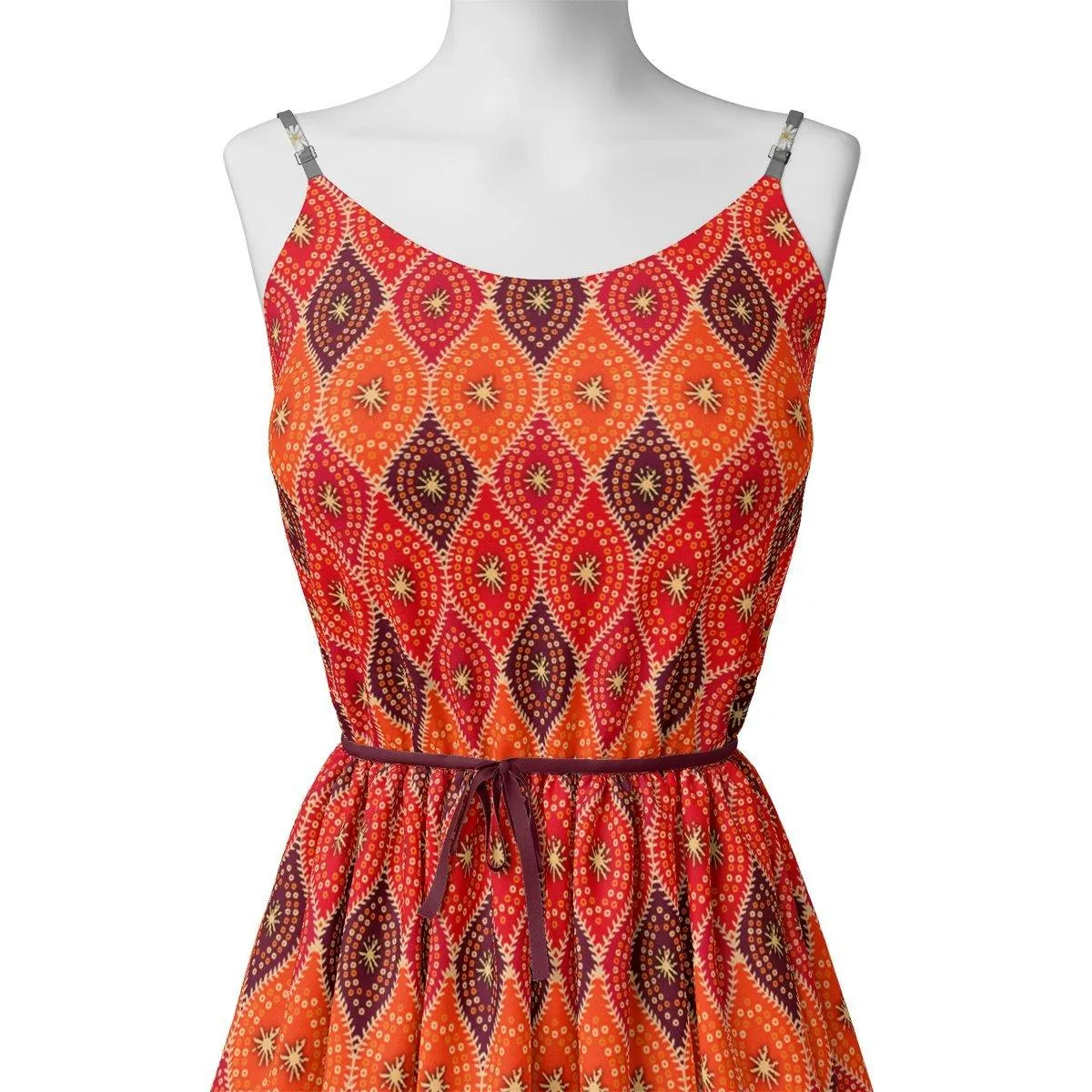Cool Three Colour Ogee Pattern Digital Printed Fabric - Pure Georgette