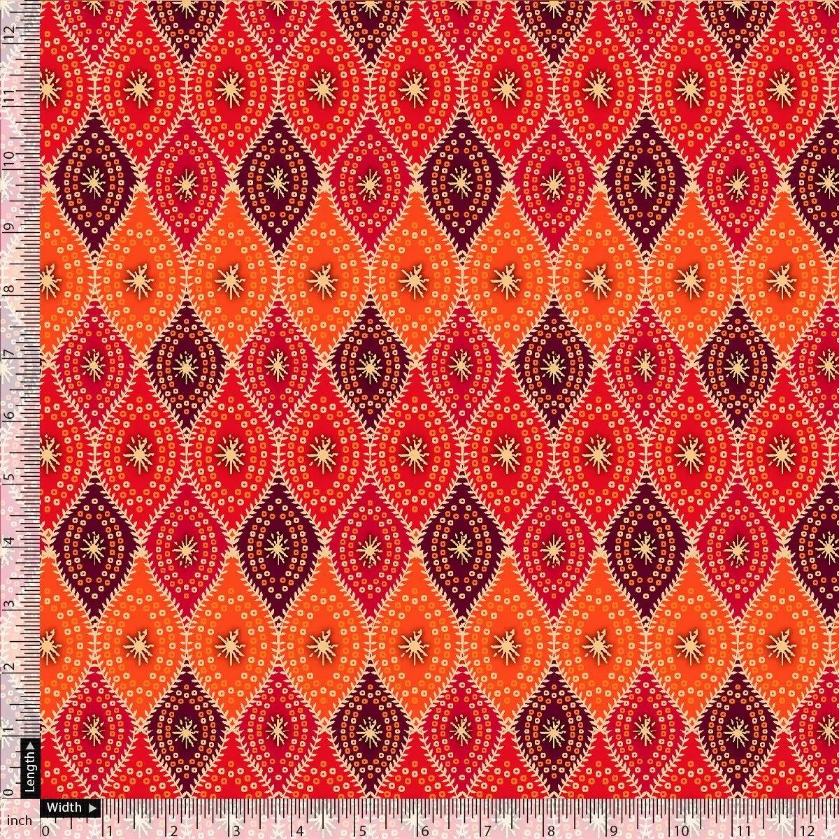 Cool Three Colour Ogee Pattern Digital Printed Fabric - Pure Georgette