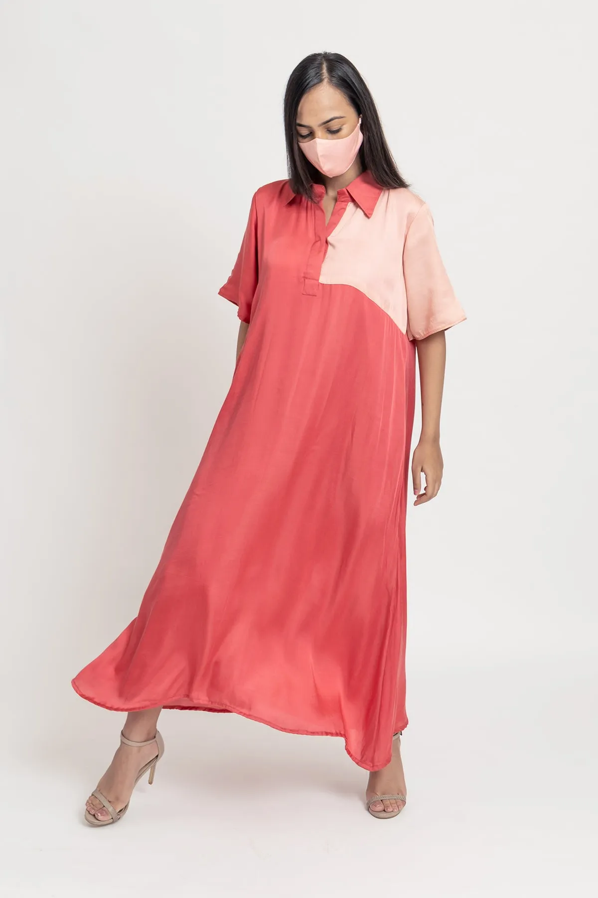 Coral Color Blocked Tunic