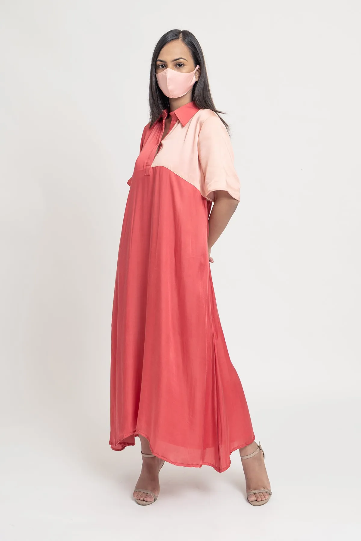 Coral Color Blocked Tunic