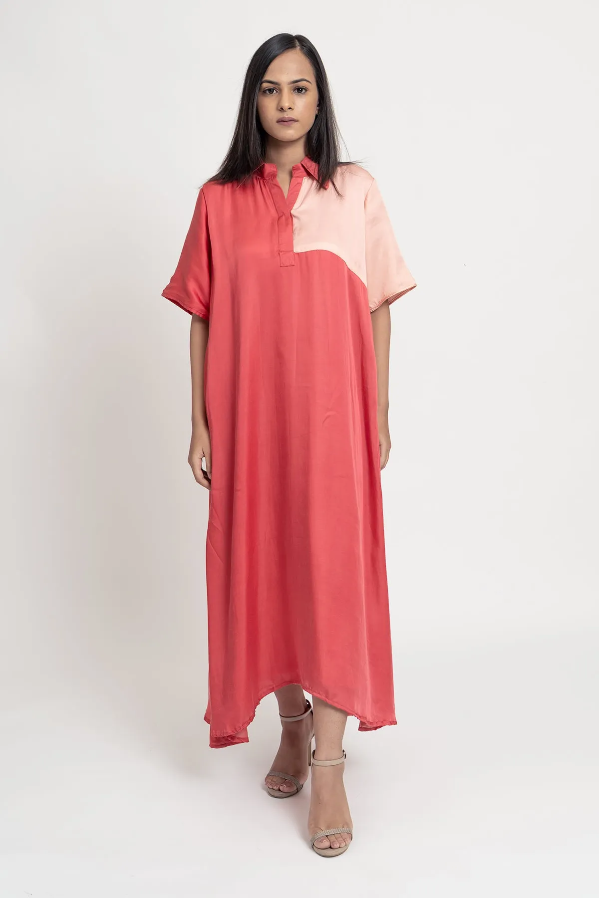 Coral Color Blocked Tunic