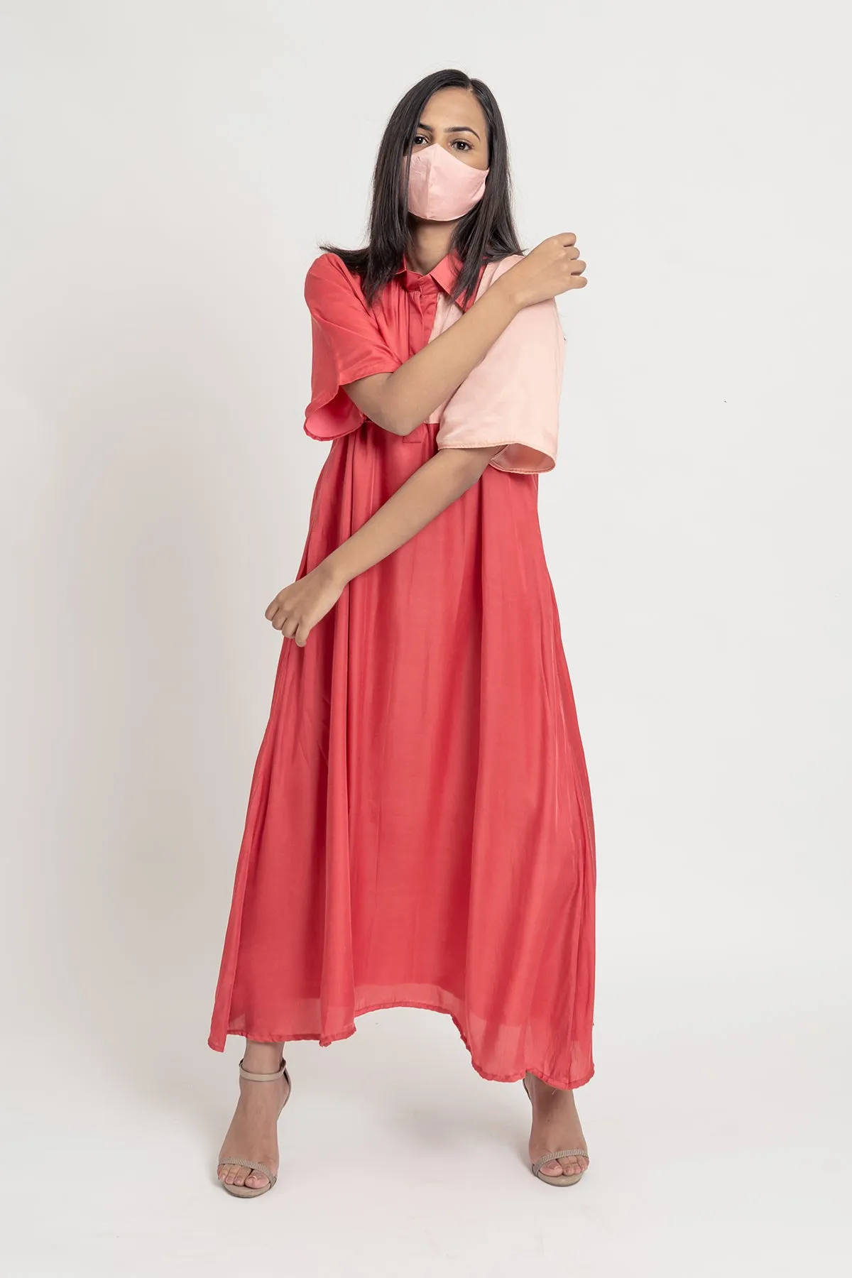 Coral Color Blocked Tunic