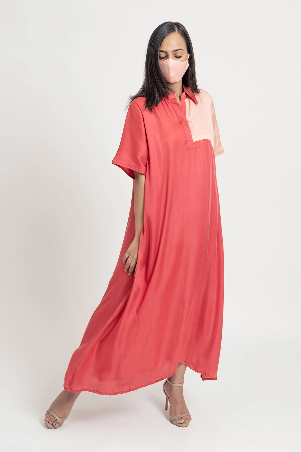 Coral Color Blocked Tunic