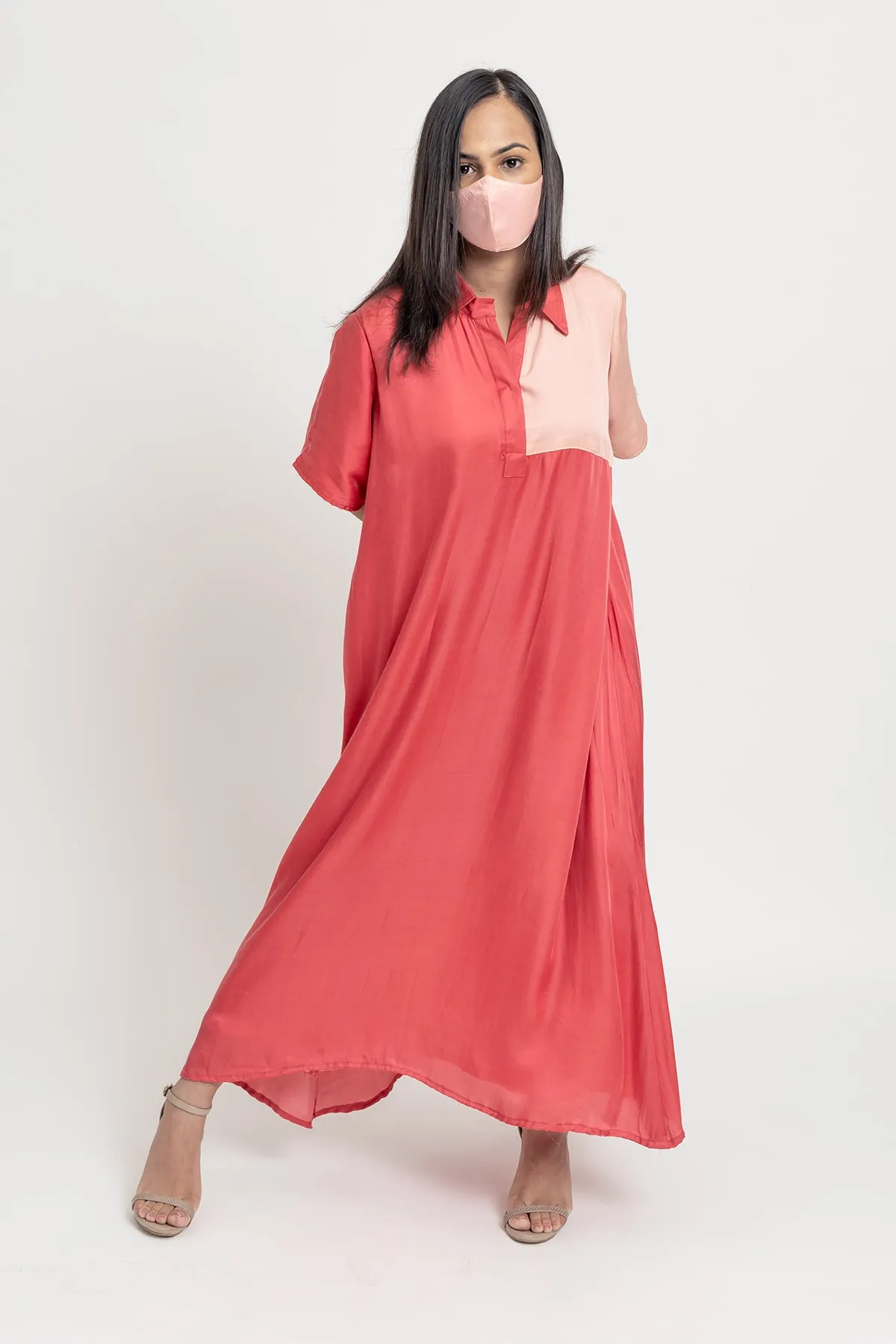 Coral Color Blocked Tunic