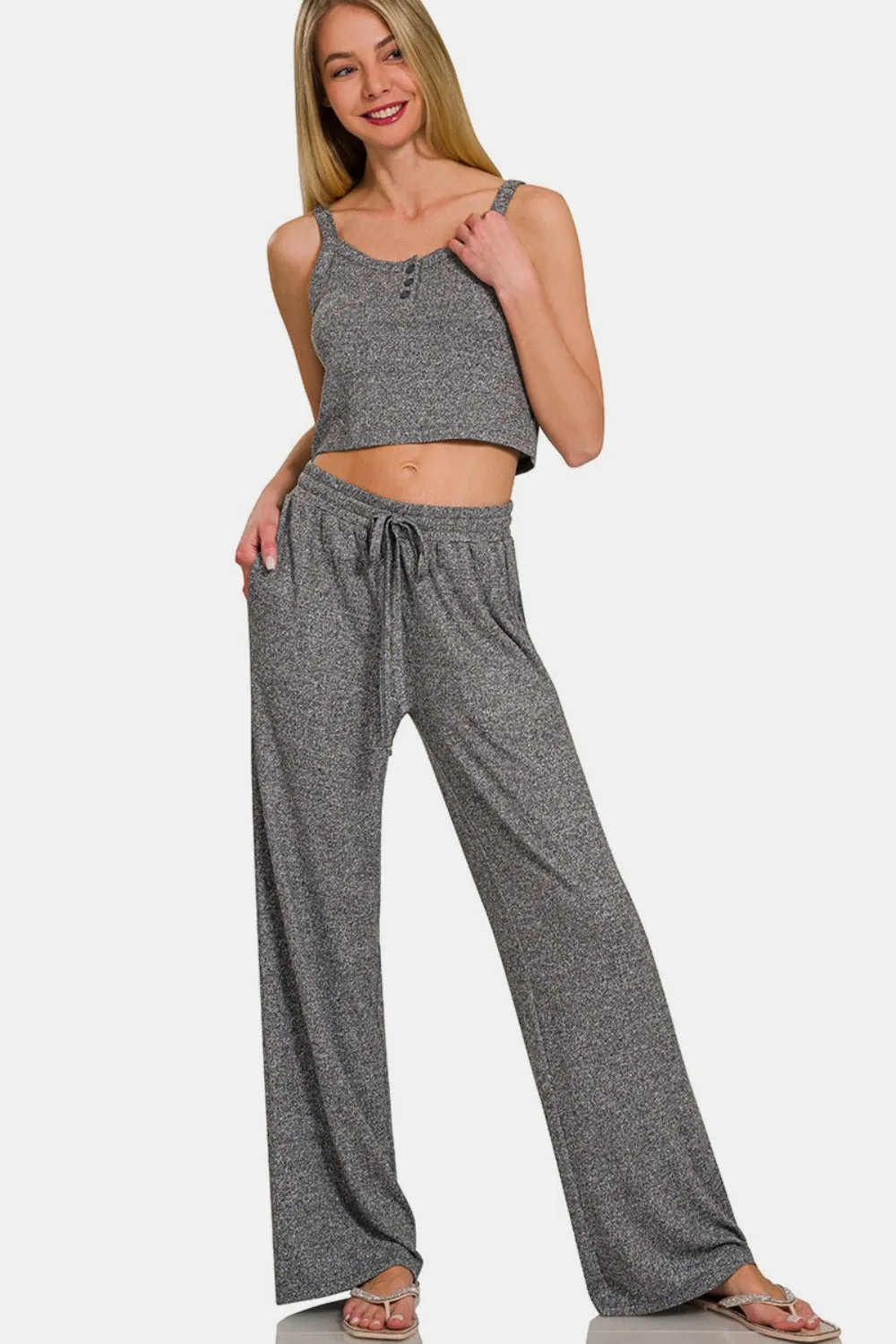 Cozy Chic Wide-Leg Pants - Black