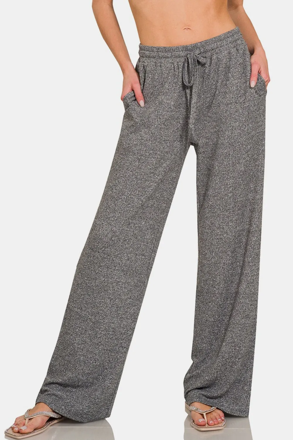 Cozy Chic Wide-Leg Pants - Black