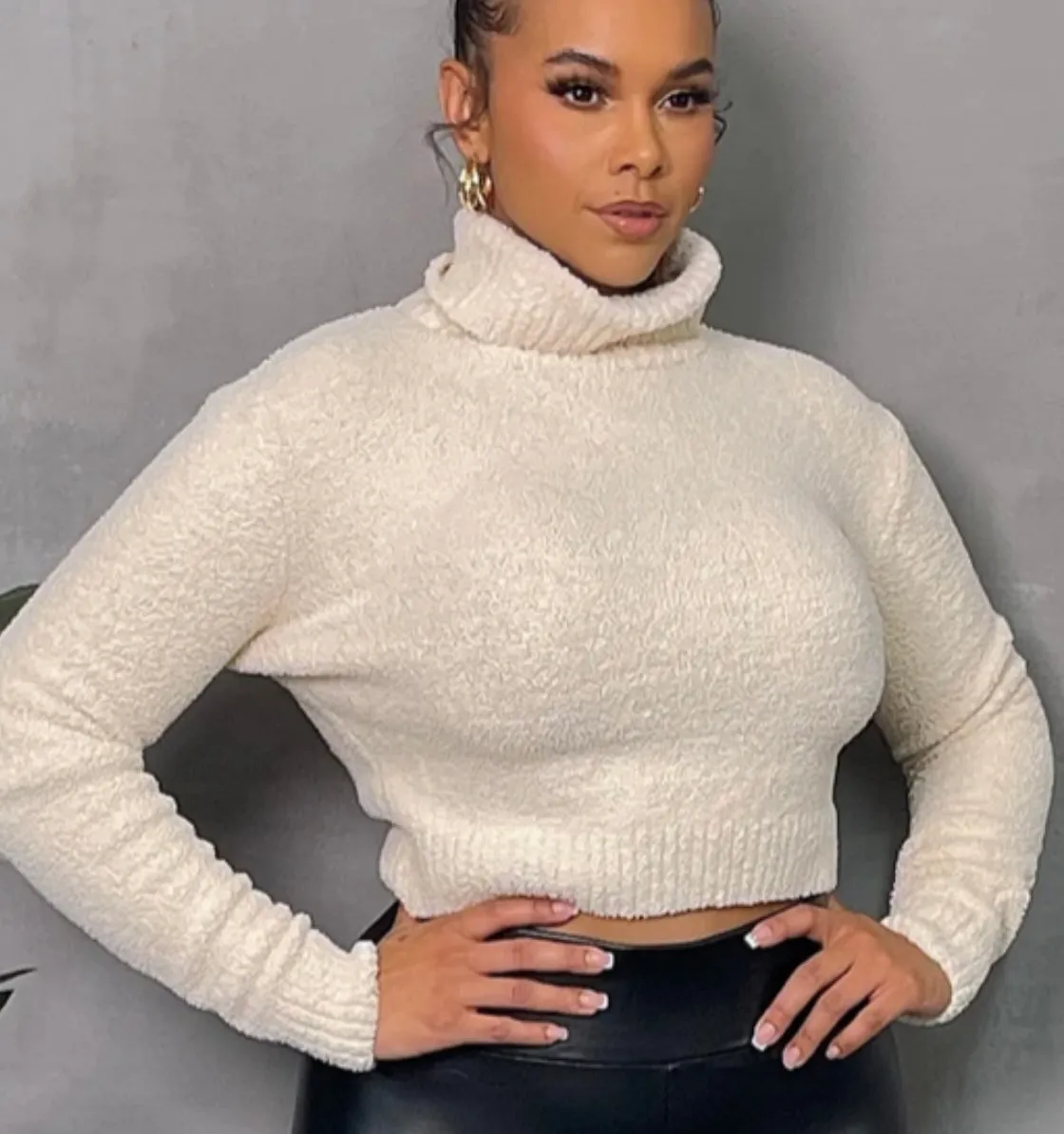 Cozy in my Skin Sweater! Matching Leather Pants on Site!