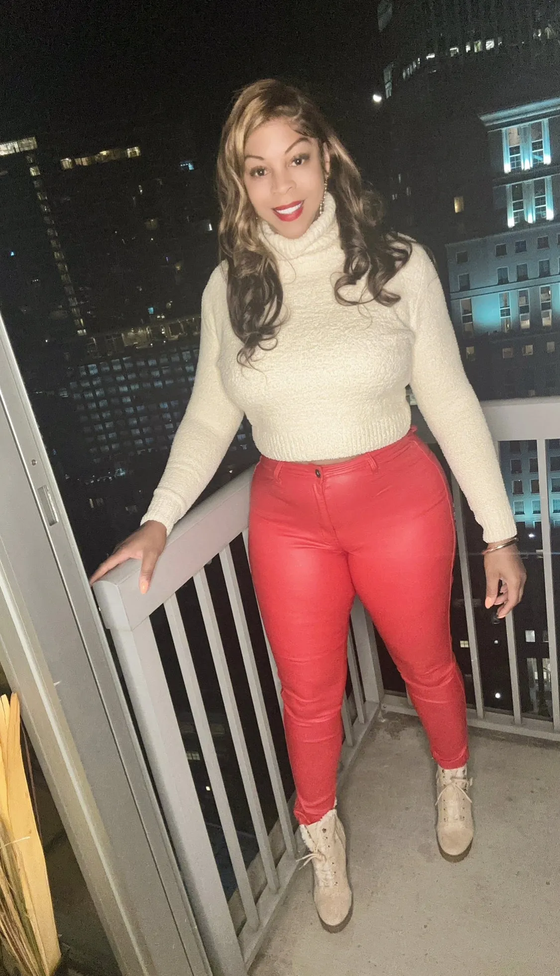 Cozy in my Skin Sweater! Matching Leather Pants on Site!