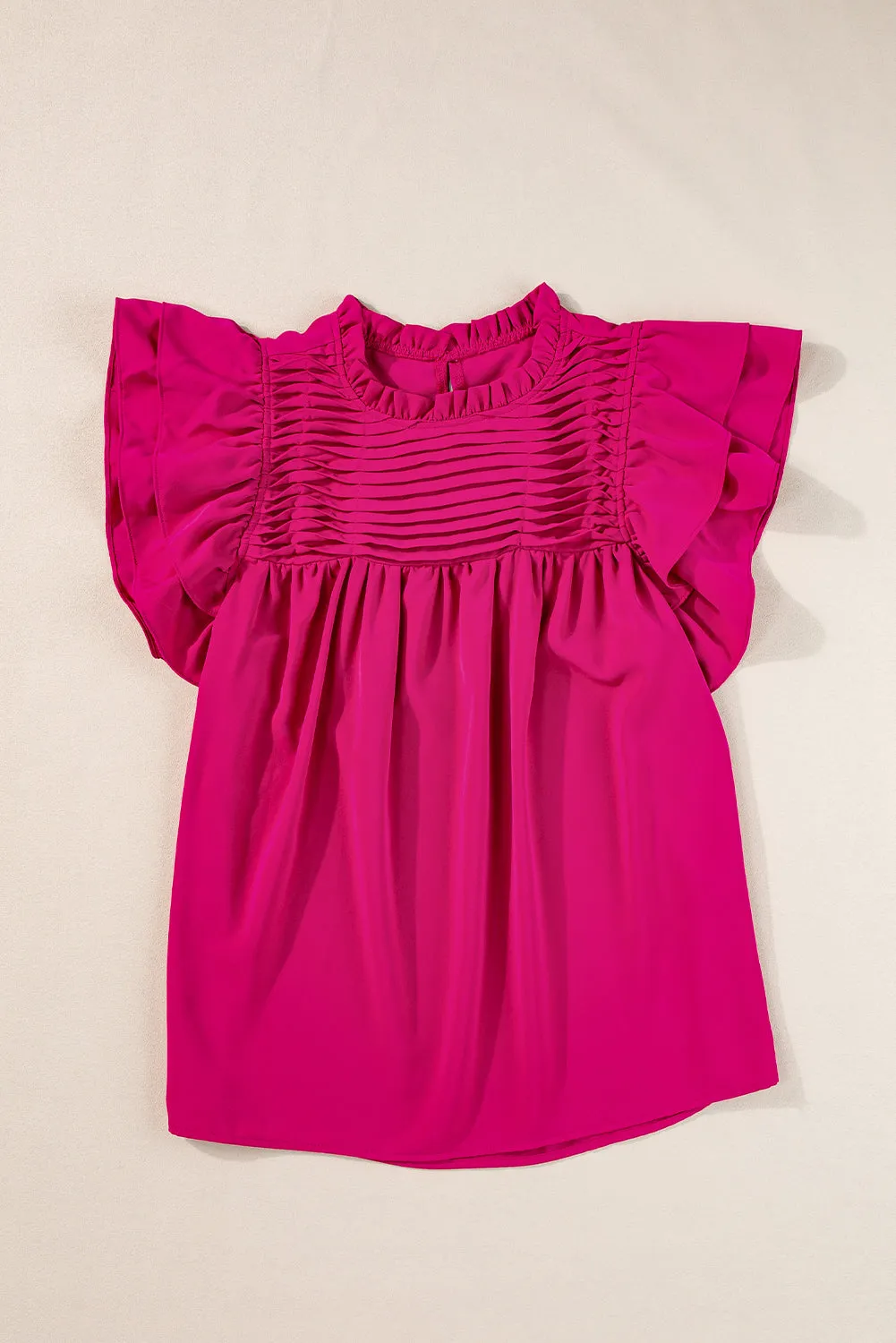 Dayana Ruffled Flutter Sleeve Pleated Blouse by Threaded Pear
