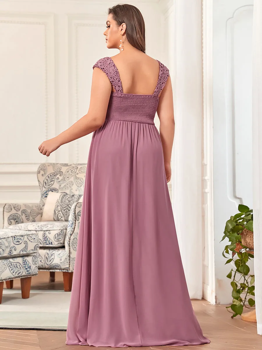 Elegant A Line Chiffon Wholesale Bridesmaid Dress With Lace Bodice EZ07704