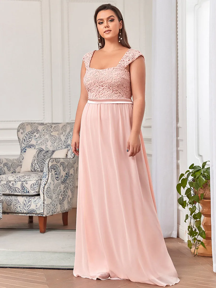 Elegant A Line Chiffon Wholesale Bridesmaid Dress With Lace Bodice EZ07704