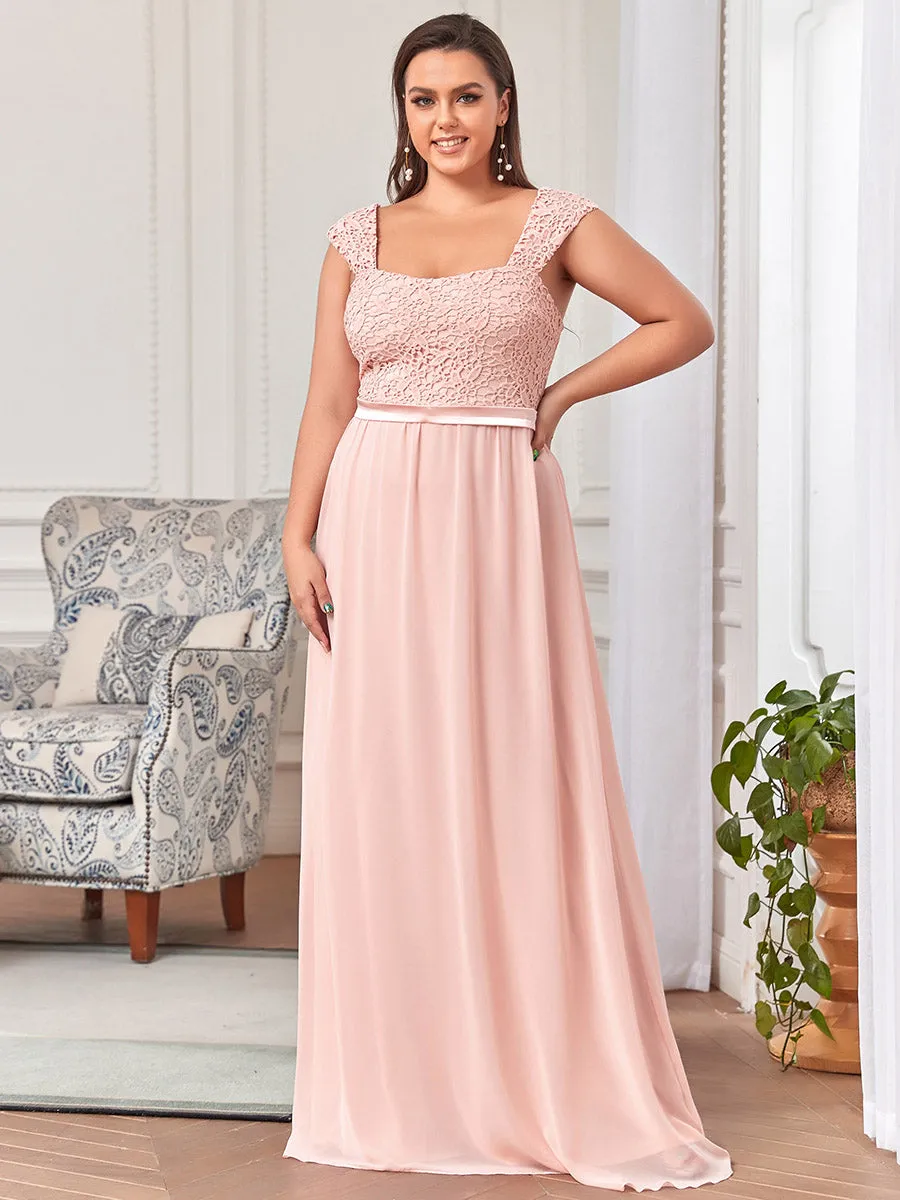 Elegant A Line Chiffon Wholesale Bridesmaid Dress With Lace Bodice EZ07704
