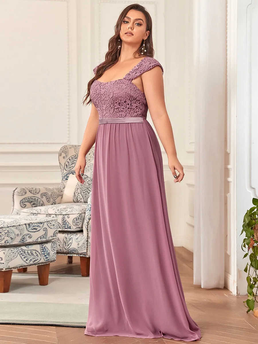 Elegant A Line Chiffon Wholesale Bridesmaid Dress With Lace Bodice EZ07704