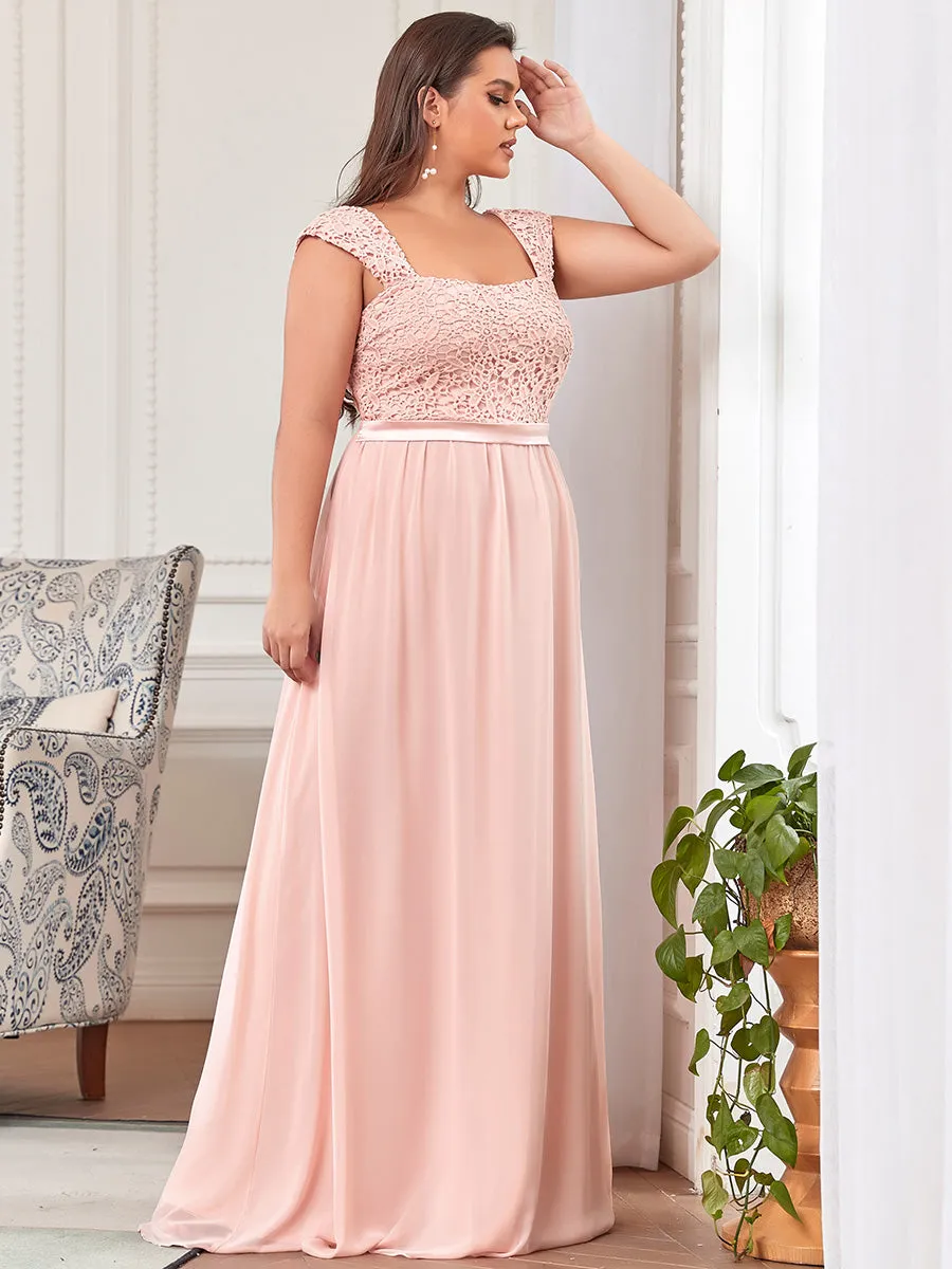 Elegant A Line Chiffon Wholesale Bridesmaid Dress With Lace Bodice EZ07704