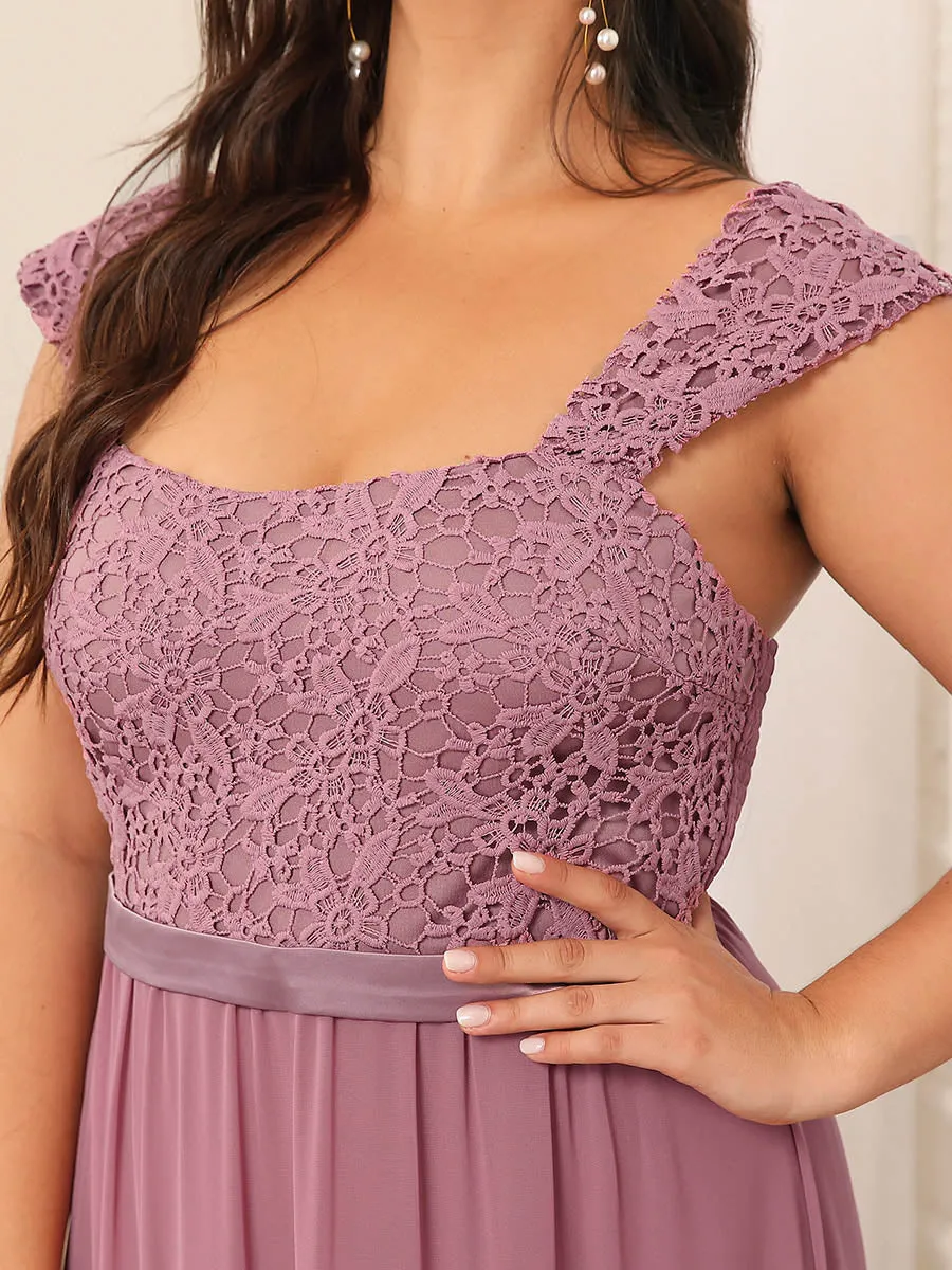 Elegant A Line Chiffon Wholesale Bridesmaid Dress With Lace Bodice EZ07704