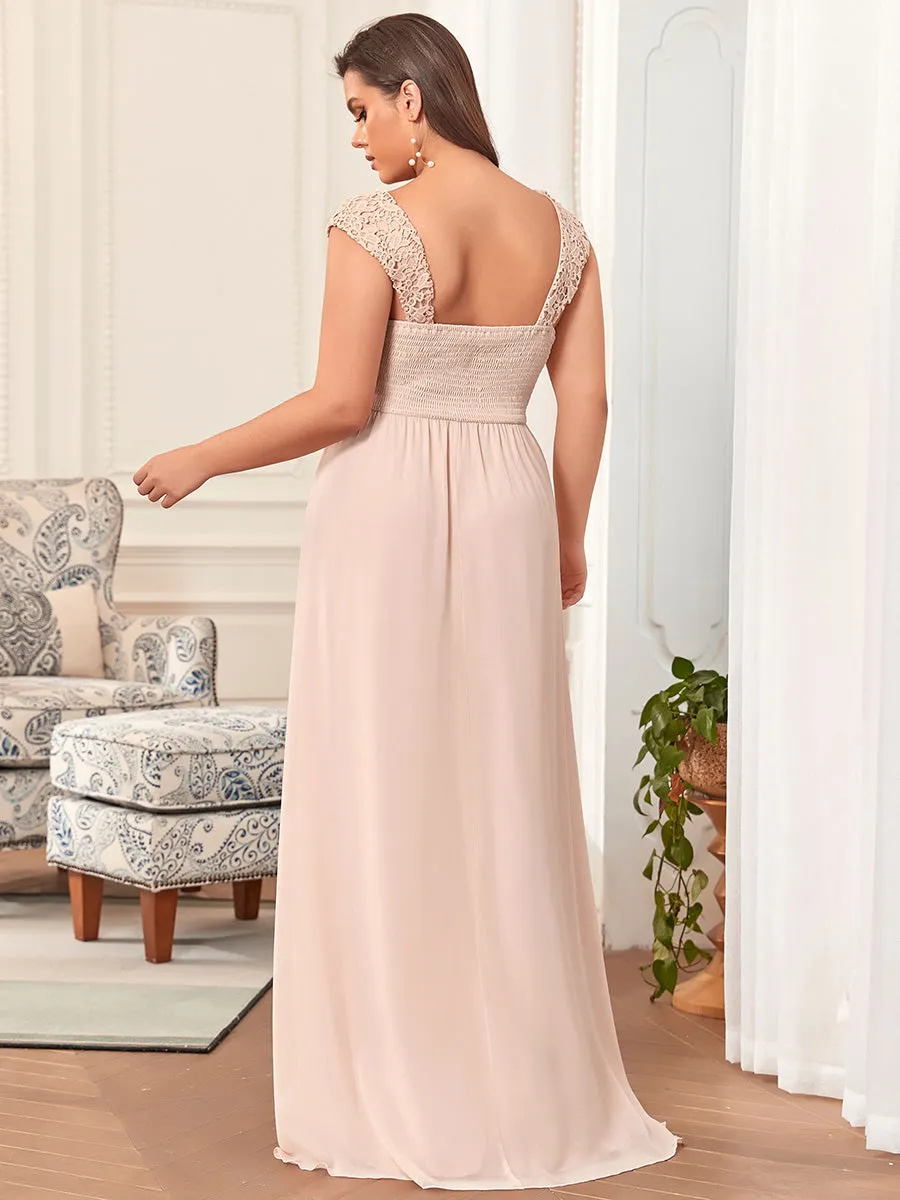 Elegant A Line Chiffon Wholesale Bridesmaid Dress With Lace Bodice EZ07704