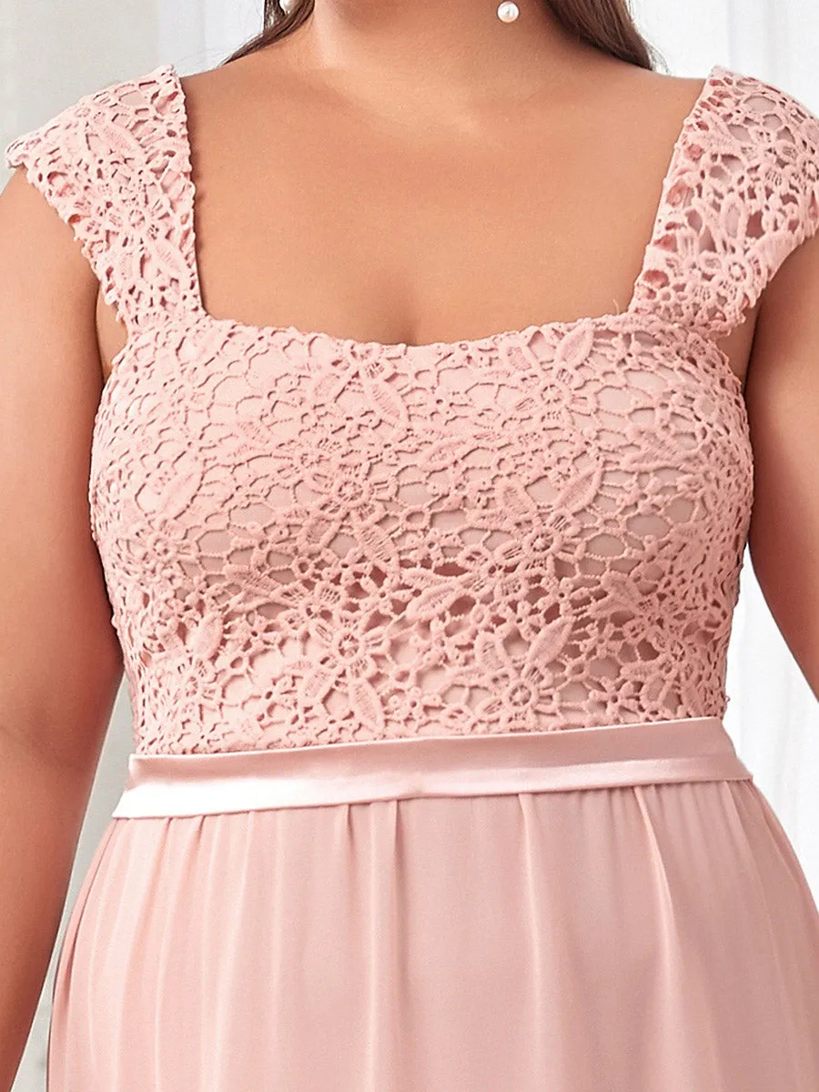 Elegant A Line Chiffon Wholesale Bridesmaid Dress With Lace Bodice EZ07704