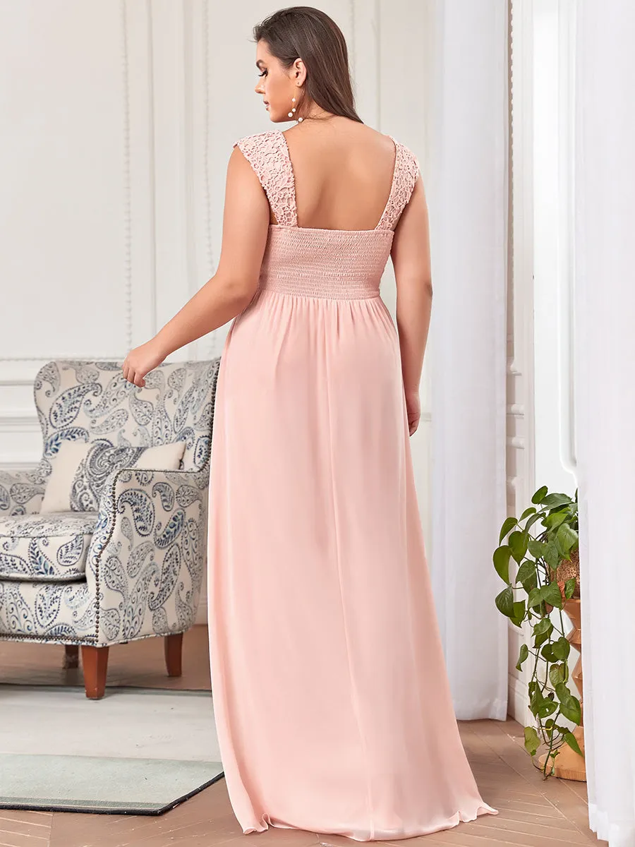 Elegant A Line Chiffon Wholesale Bridesmaid Dress With Lace Bodice EZ07704