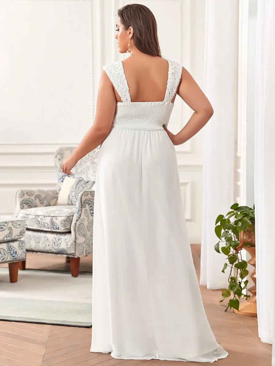 Elegant A Line Chiffon Wholesale Bridesmaid Dress With Lace Bodice EZ07704