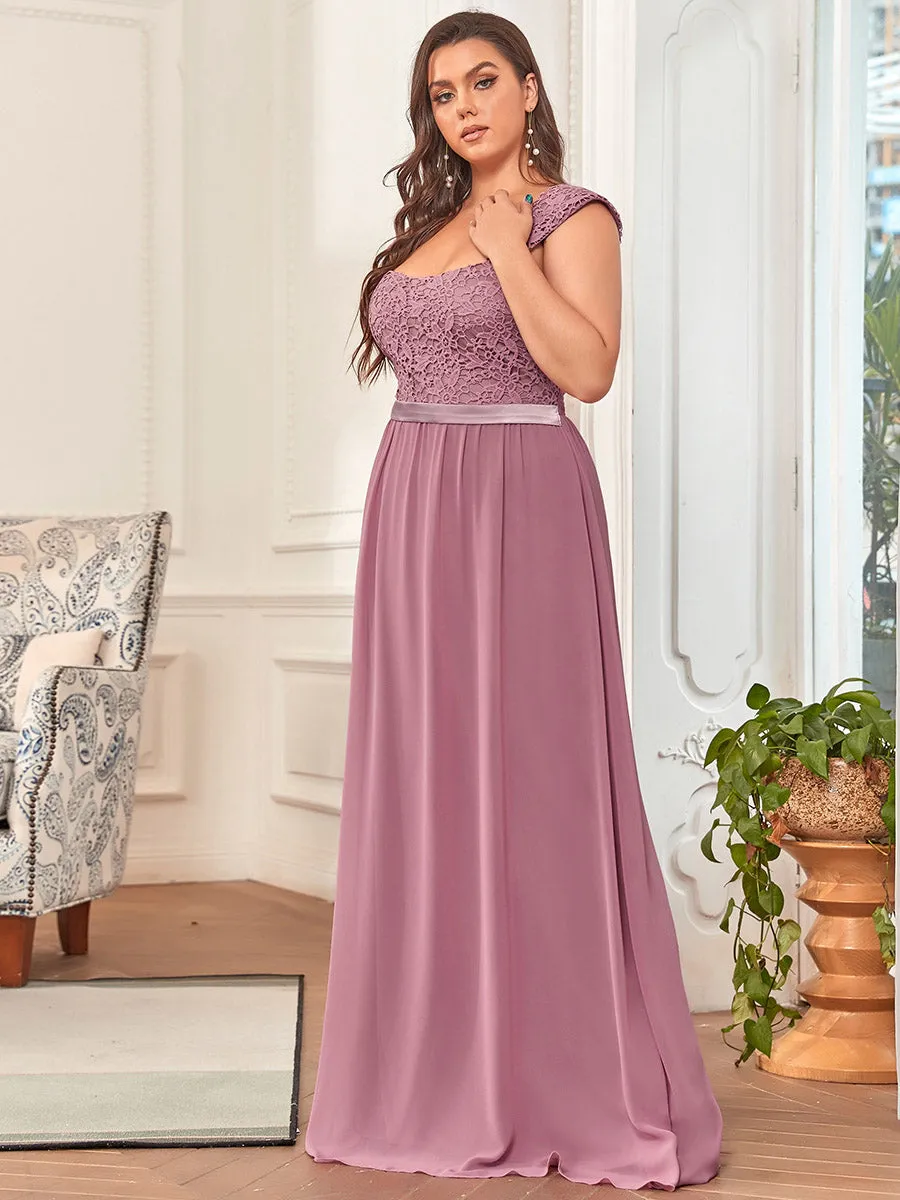 Elegant A Line Chiffon Wholesale Bridesmaid Dress With Lace Bodice EZ07704