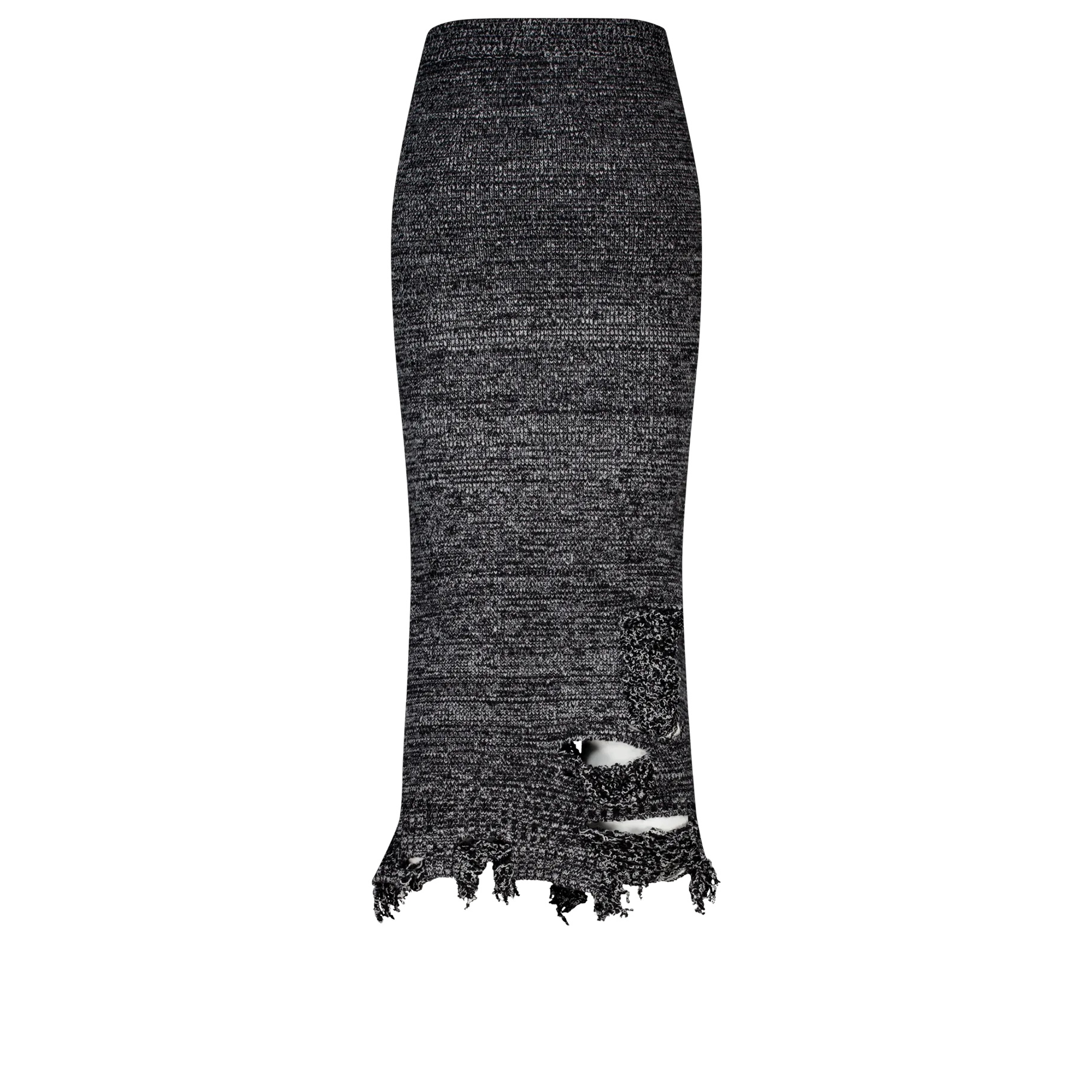 (Emma) Damaged Knit Skirt in Melange Grey