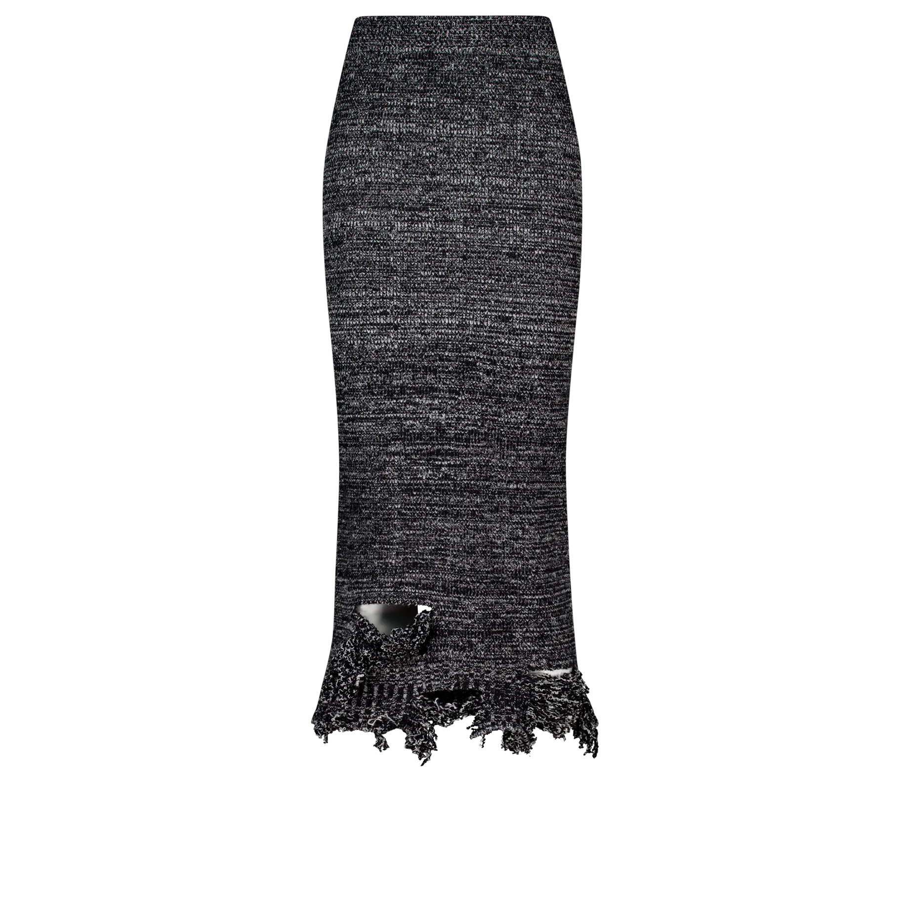 (Emma) Damaged Knit Skirt in Melange Grey