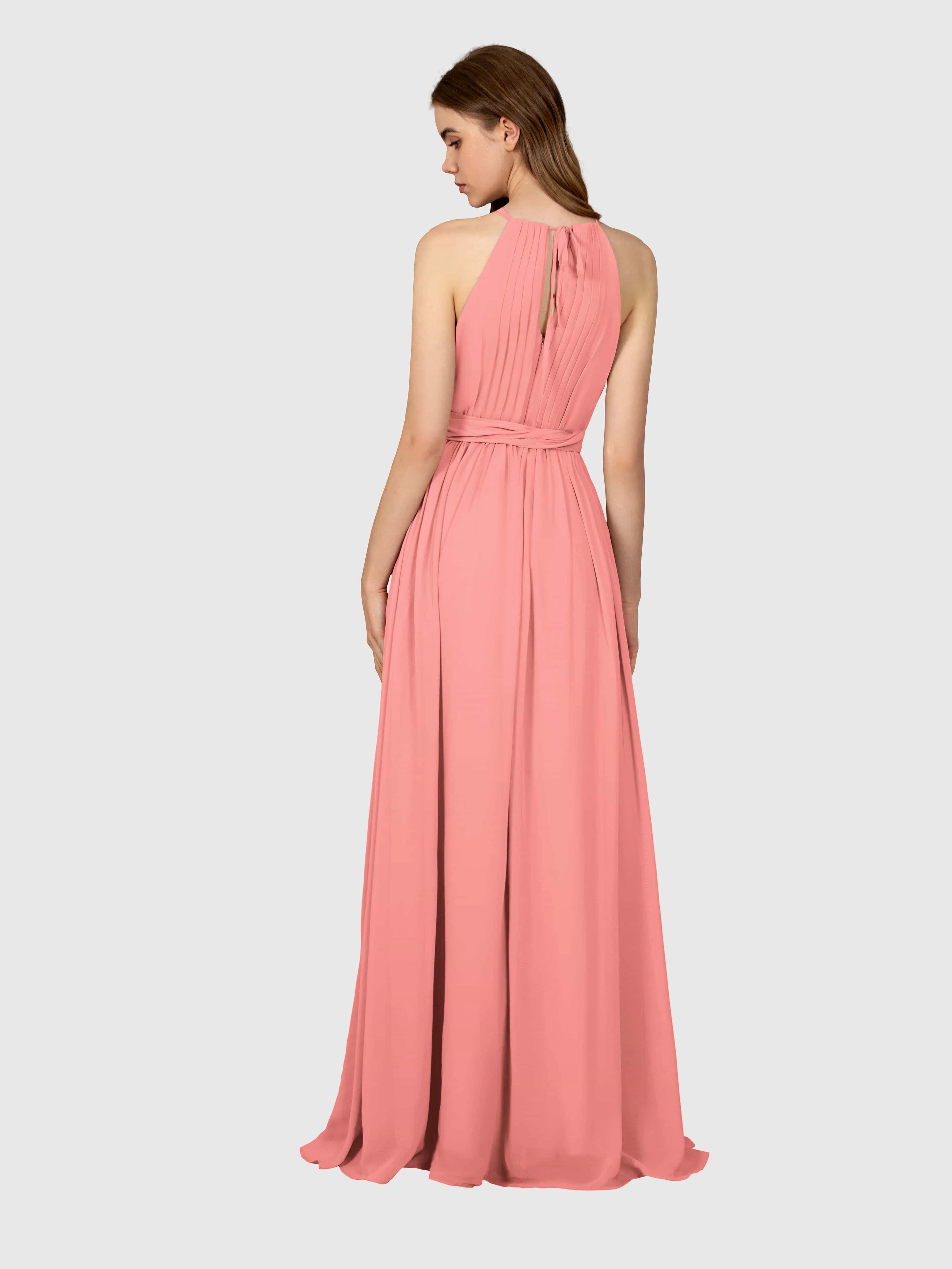 Emma Flowy Sleeveless Halter Chiffon Bridesmaid Dresses