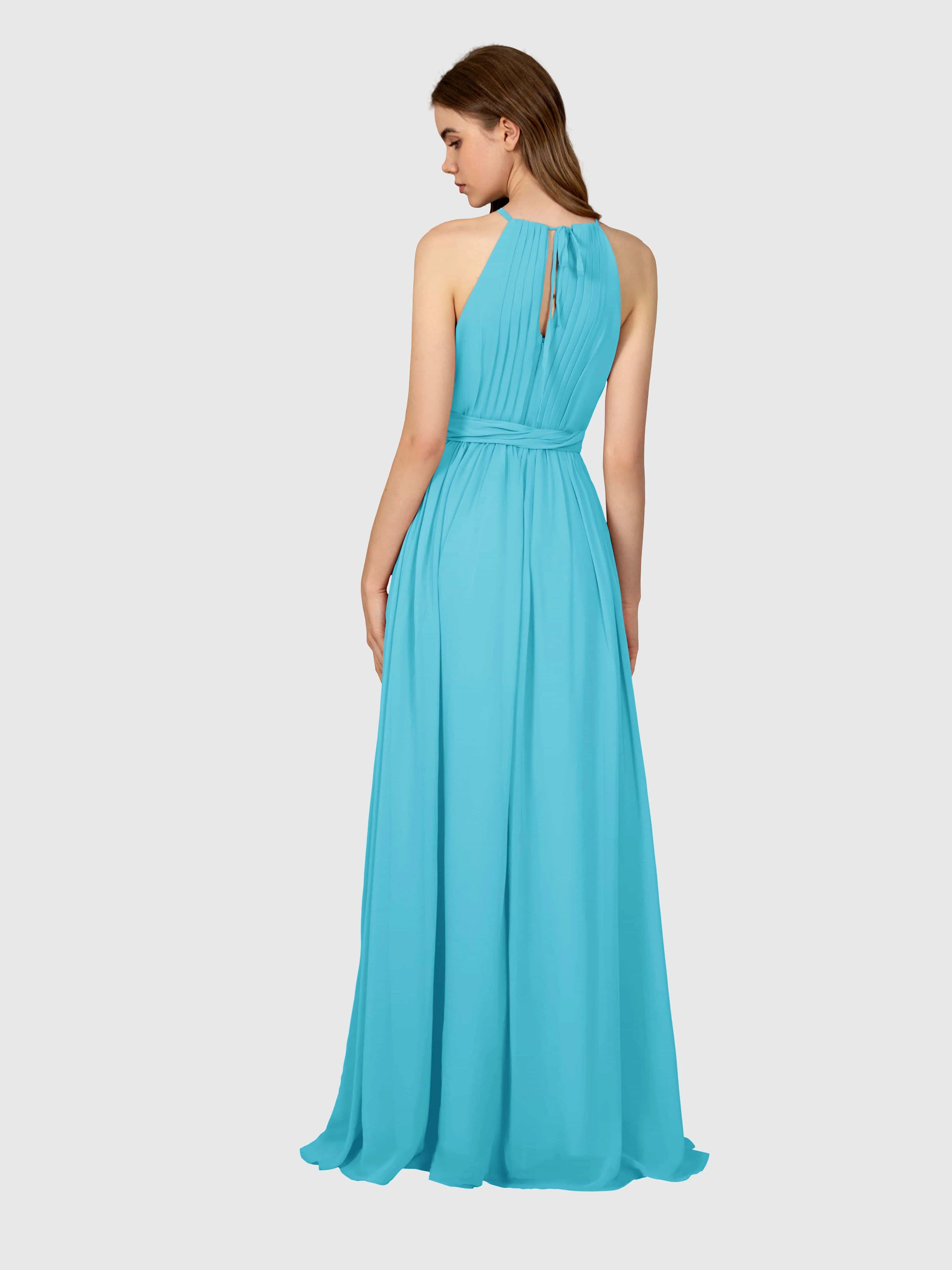 Emma Flowy Sleeveless Halter Chiffon Bridesmaid Dresses