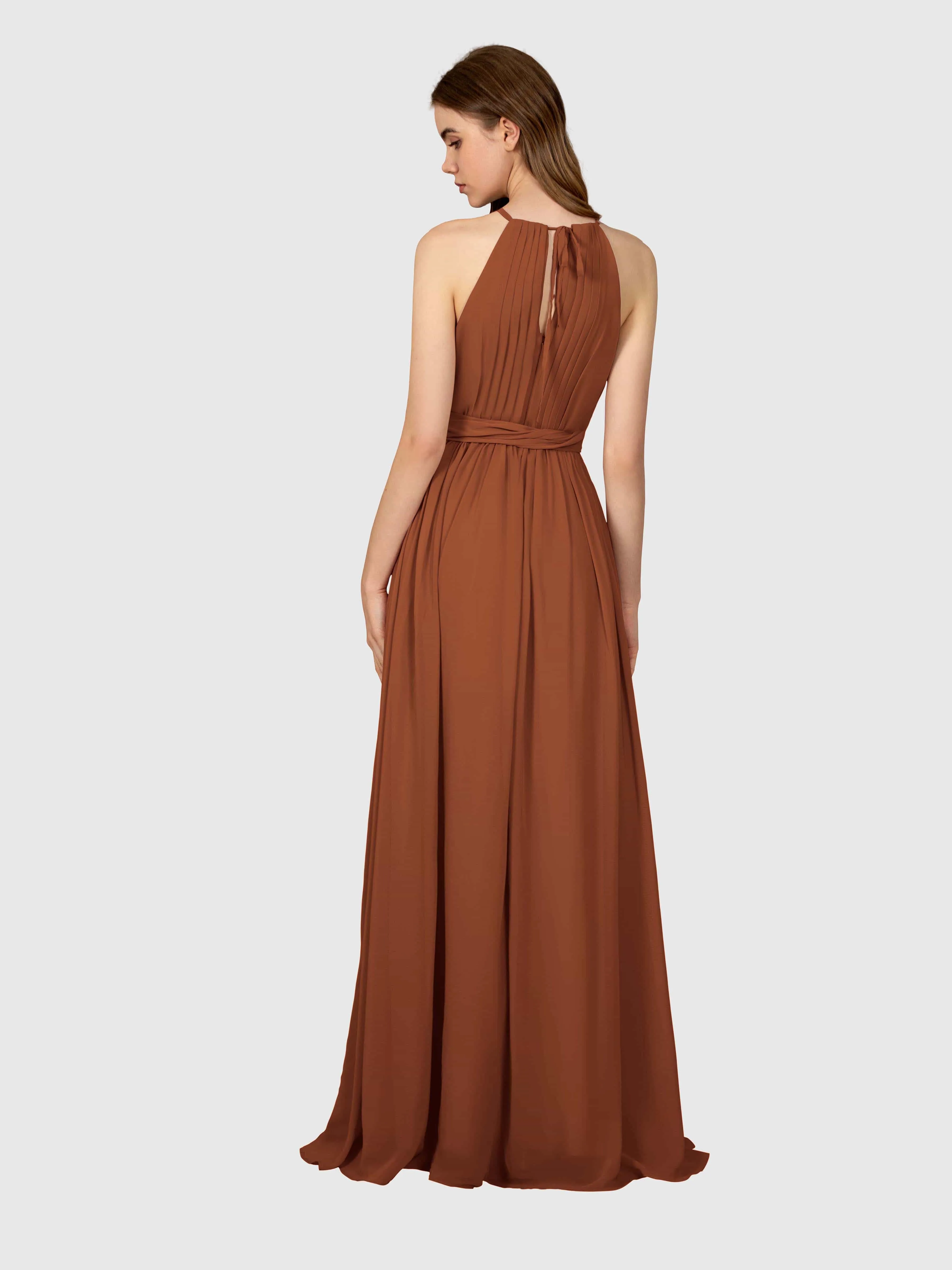 Emma Flowy Sleeveless Halter Chiffon Bridesmaid Dresses