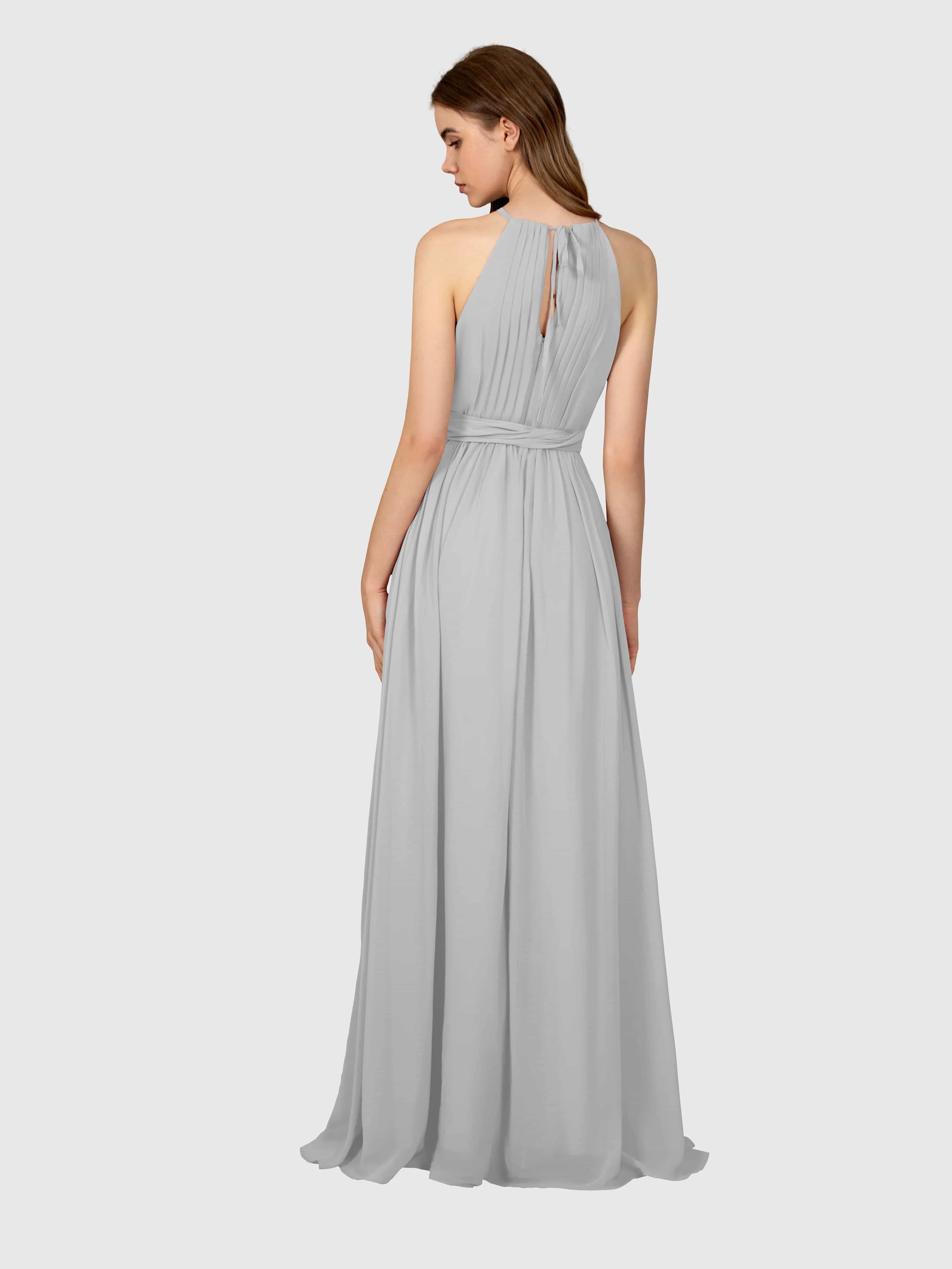 Emma Flowy Sleeveless Halter Chiffon Bridesmaid Dresses