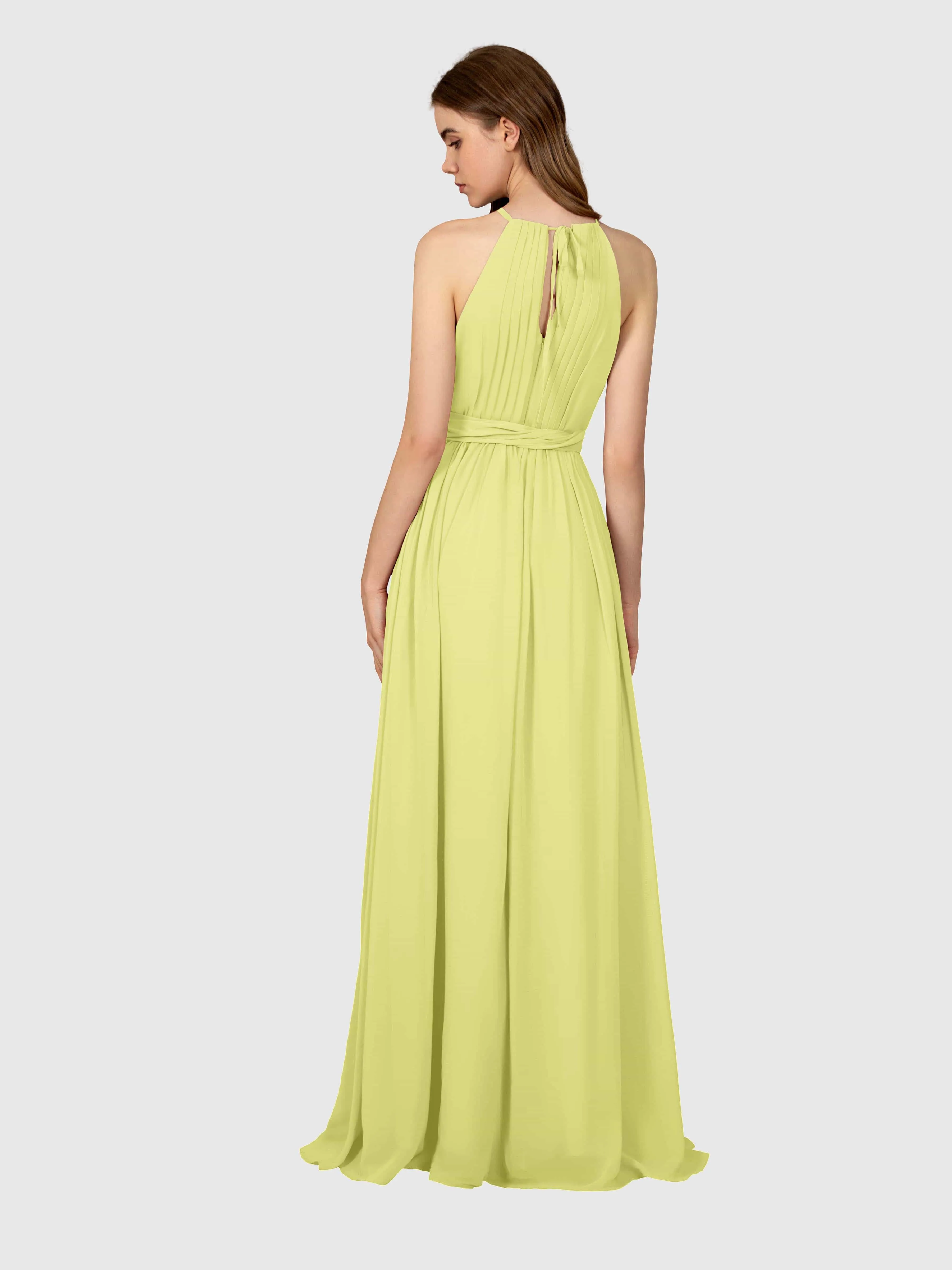 Emma Flowy Sleeveless Halter Chiffon Bridesmaid Dresses