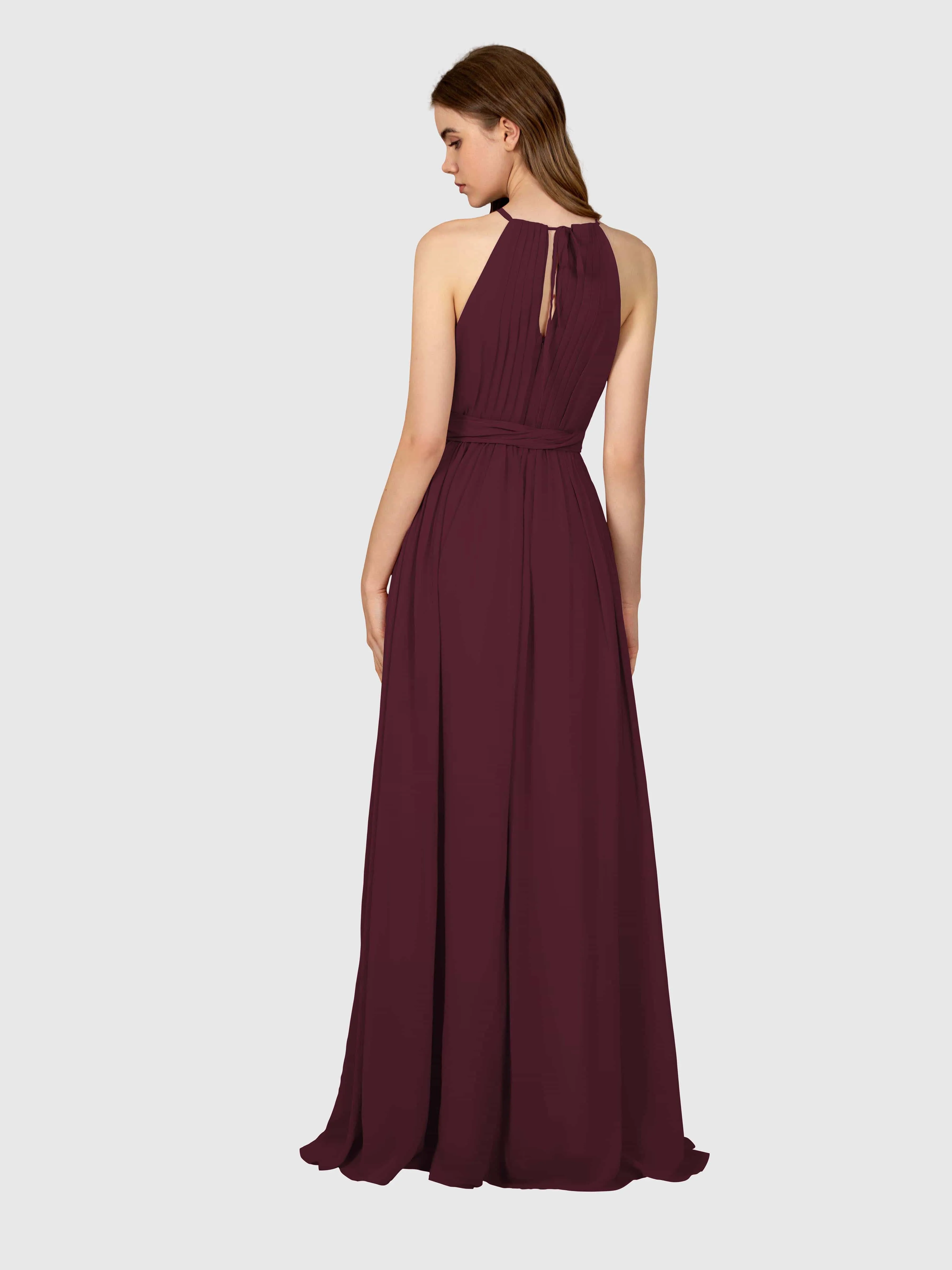 Emma Flowy Sleeveless Halter Chiffon Bridesmaid Dresses