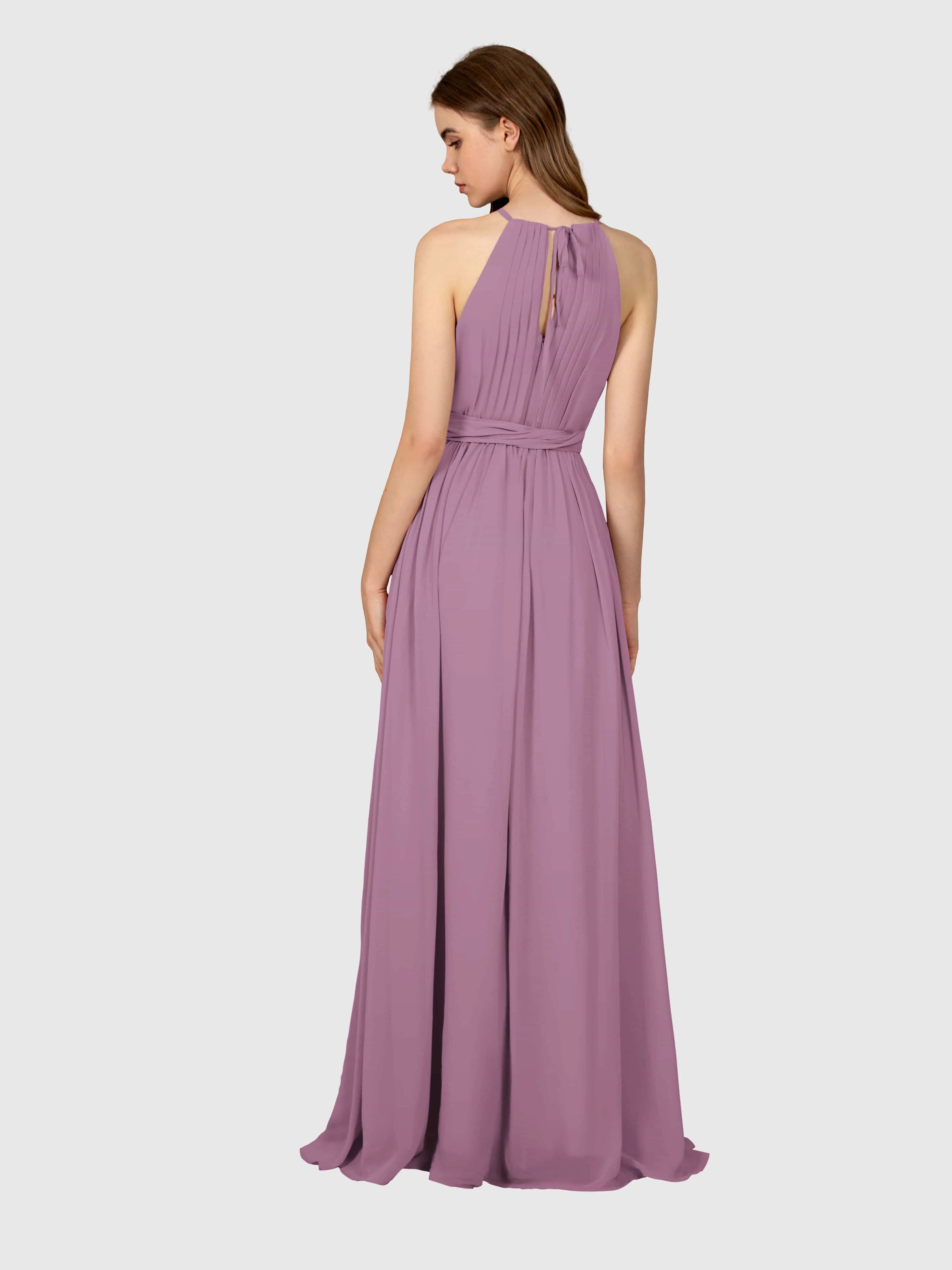 Emma Flowy Sleeveless Halter Chiffon Bridesmaid Dresses