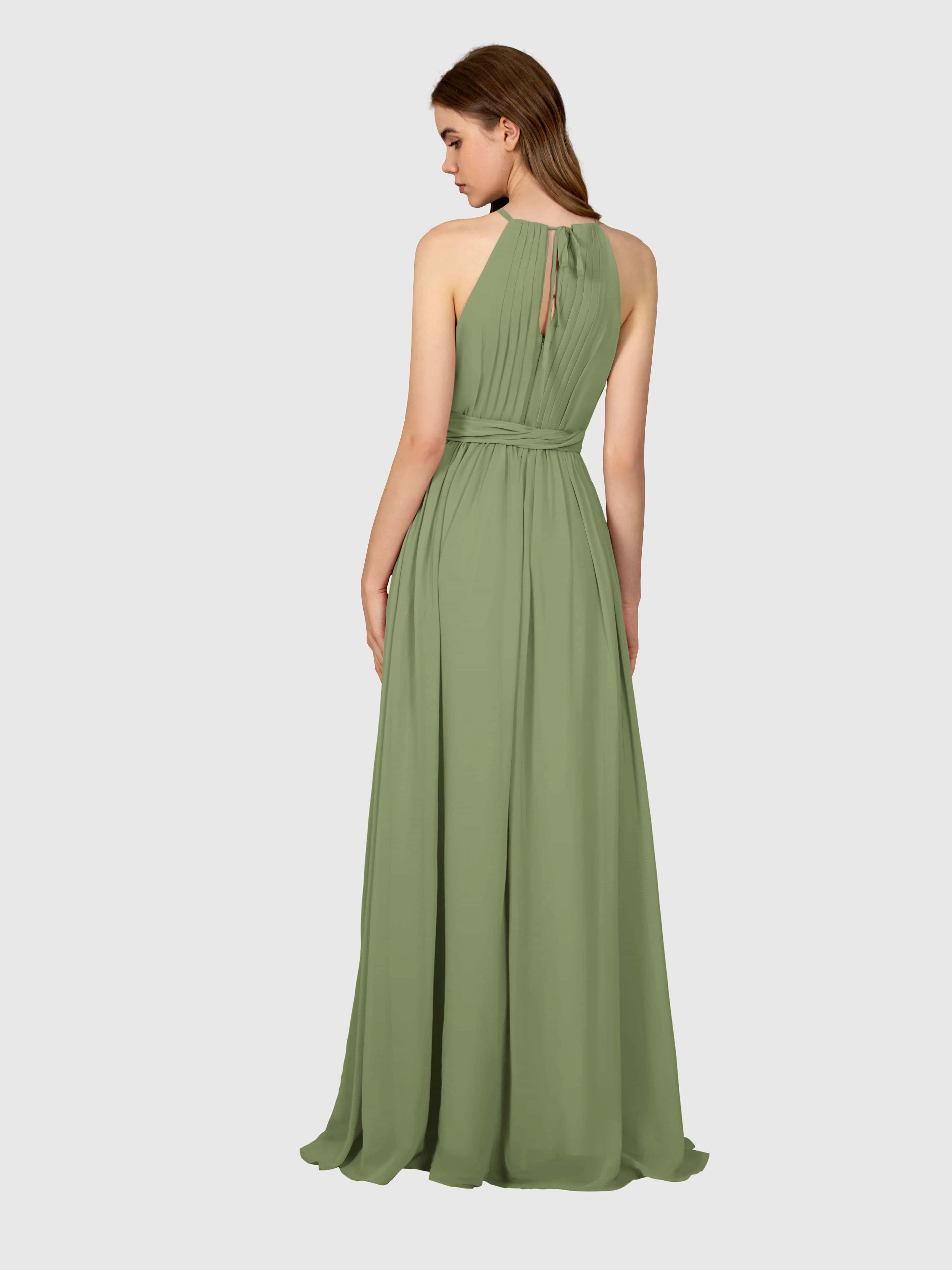 Emma Flowy Sleeveless Halter Chiffon Bridesmaid Dresses