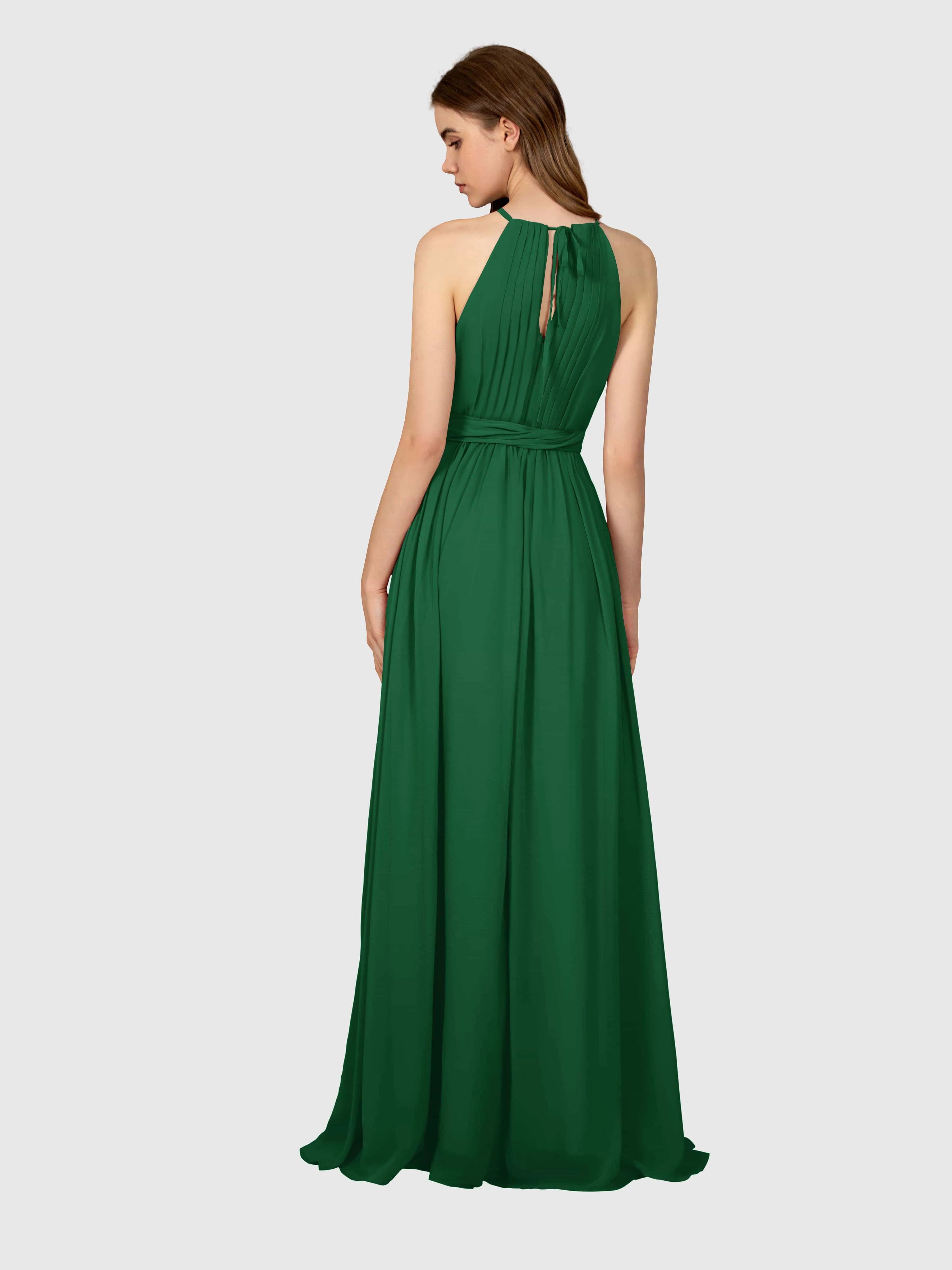 Emma Flowy Sleeveless Halter Chiffon Bridesmaid Dresses